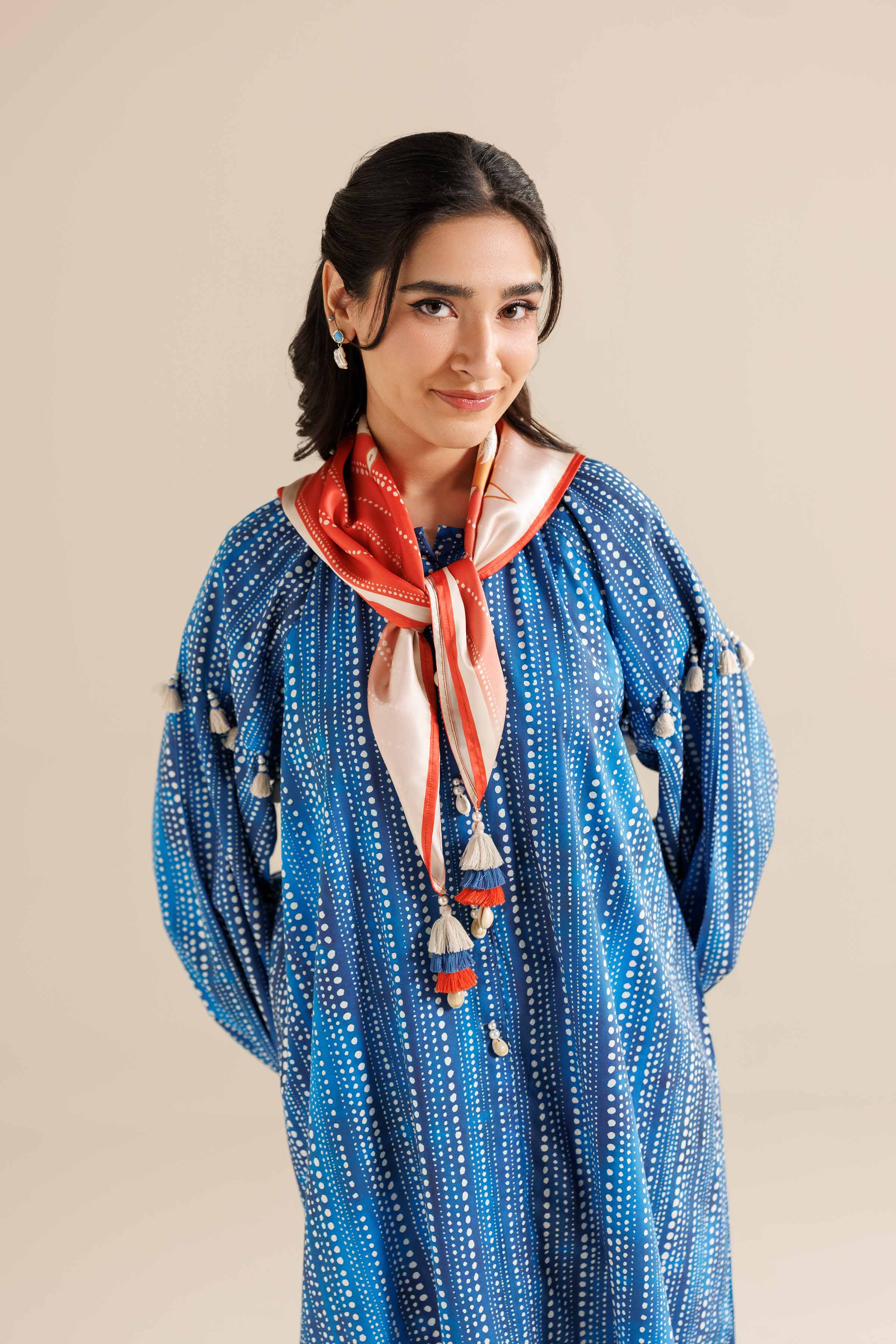 2 Piece - Printed Suit - FS25-60 READY TO WEAR Blue Viscose 2PC Printed