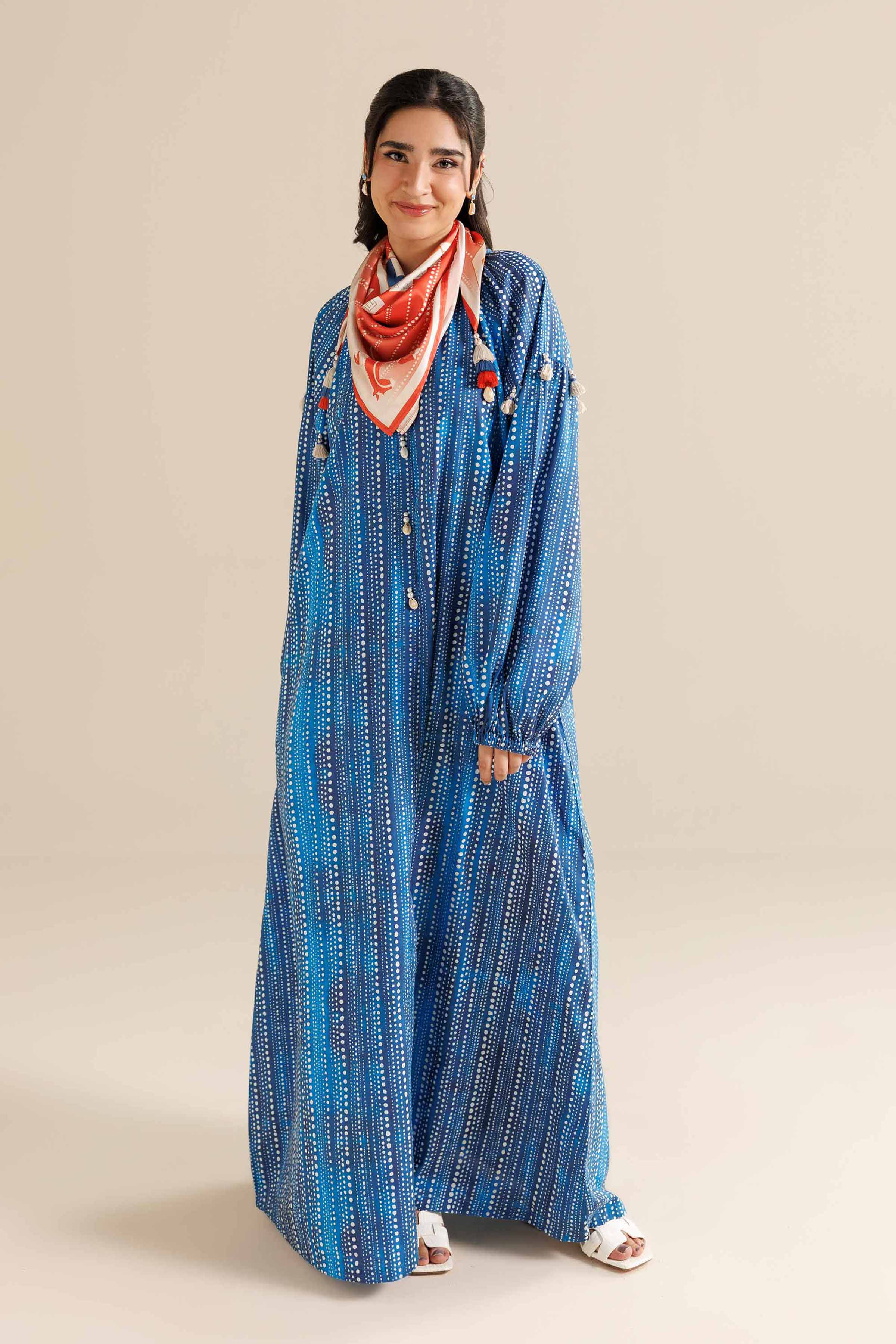 2 Piece - Printed Suit - FS25-60 READY TO WEAR Blue Viscose 2PC Printed
