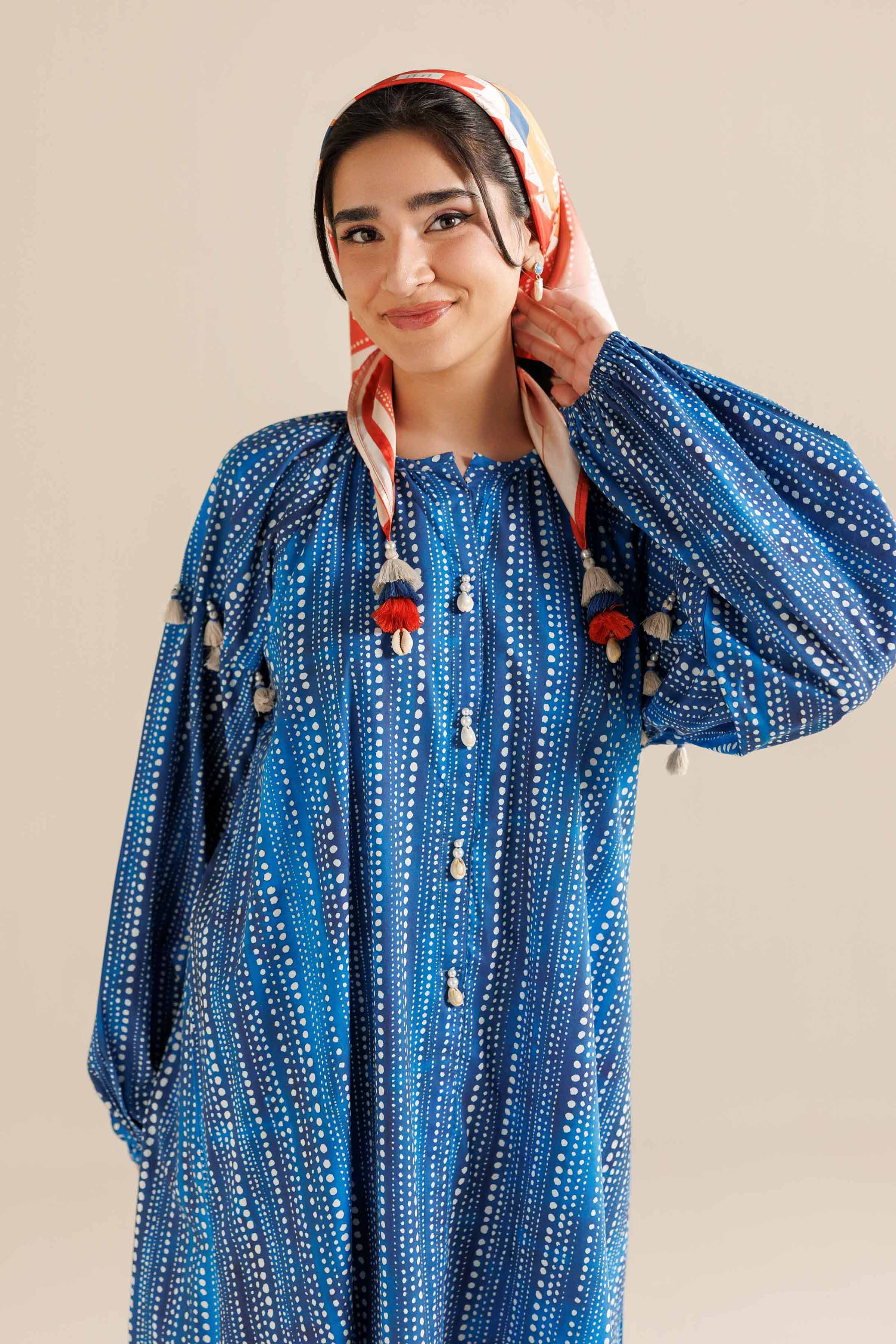2 Piece - Printed Suit - FS25-60 READY TO WEAR Blue Viscose 2PC Printed