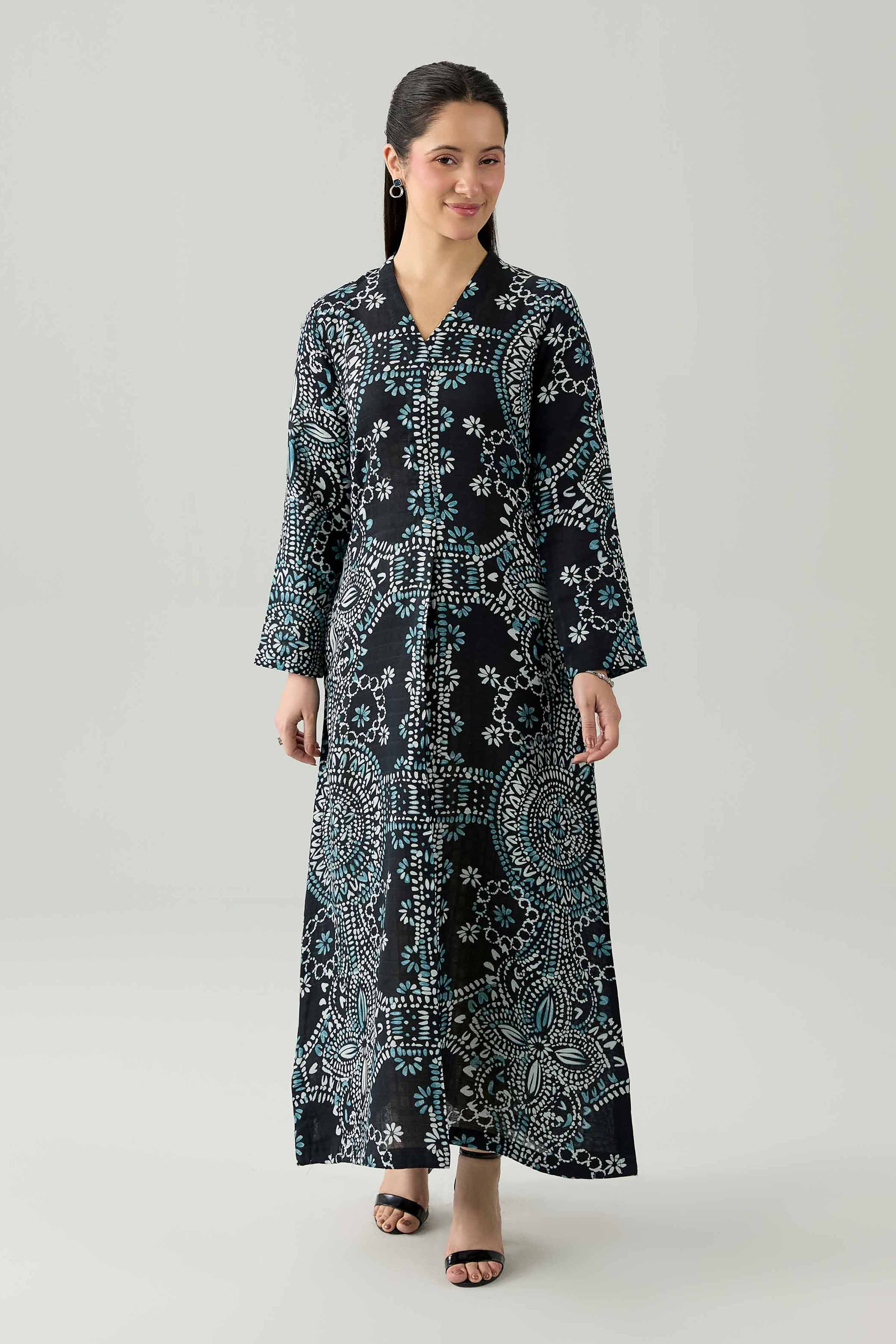 Printed Dress - FS26-08 Black  Dobby  1PC Printed Nishat Australia