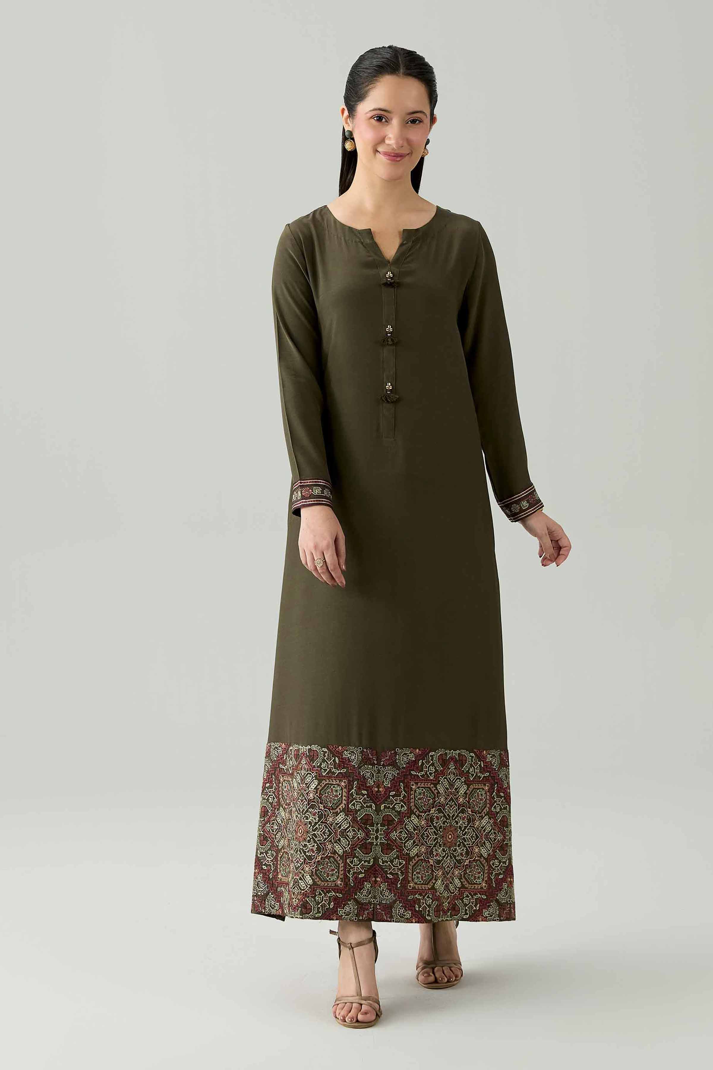 Embroidered Dress - FS26-09 Green  Silk 1PC Embroidered Nishat Australia
