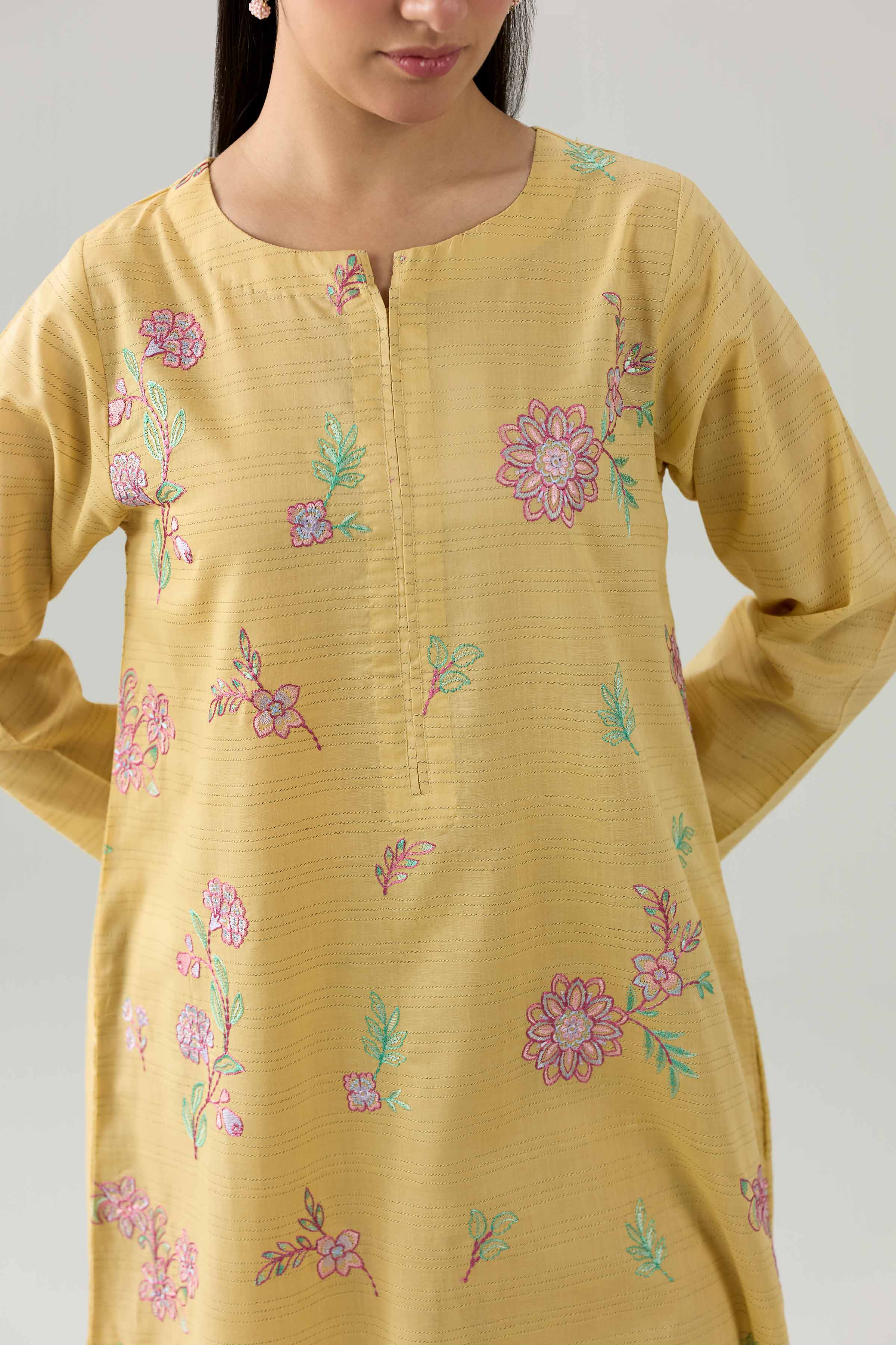 Embroidered Dress - FS26-20 Yellow Dobby 1PC Embroidered Nishat Australia