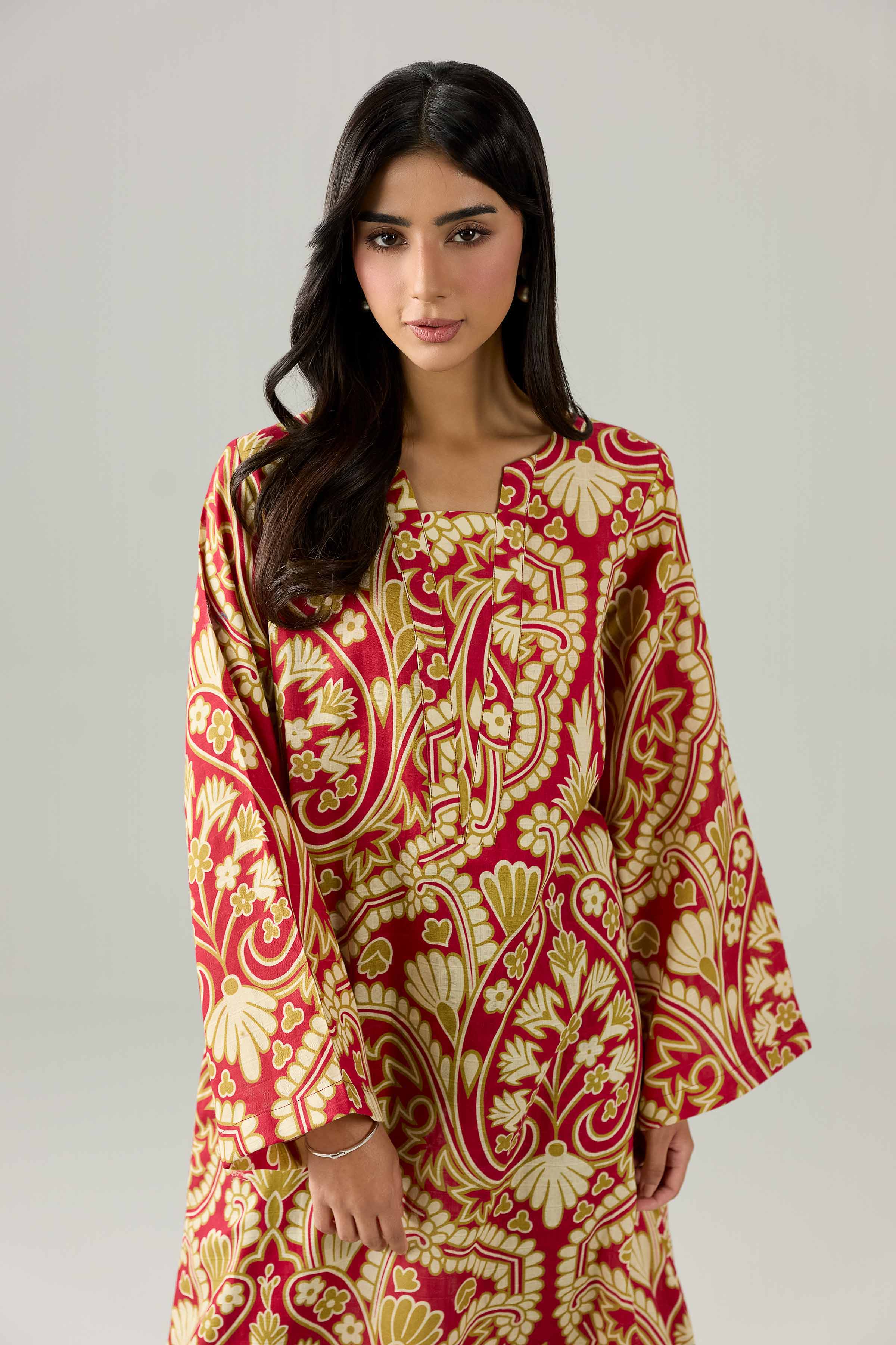 Printed Dress - FS26-21 Red  Dobby  1PC Printed Nishat Australia
