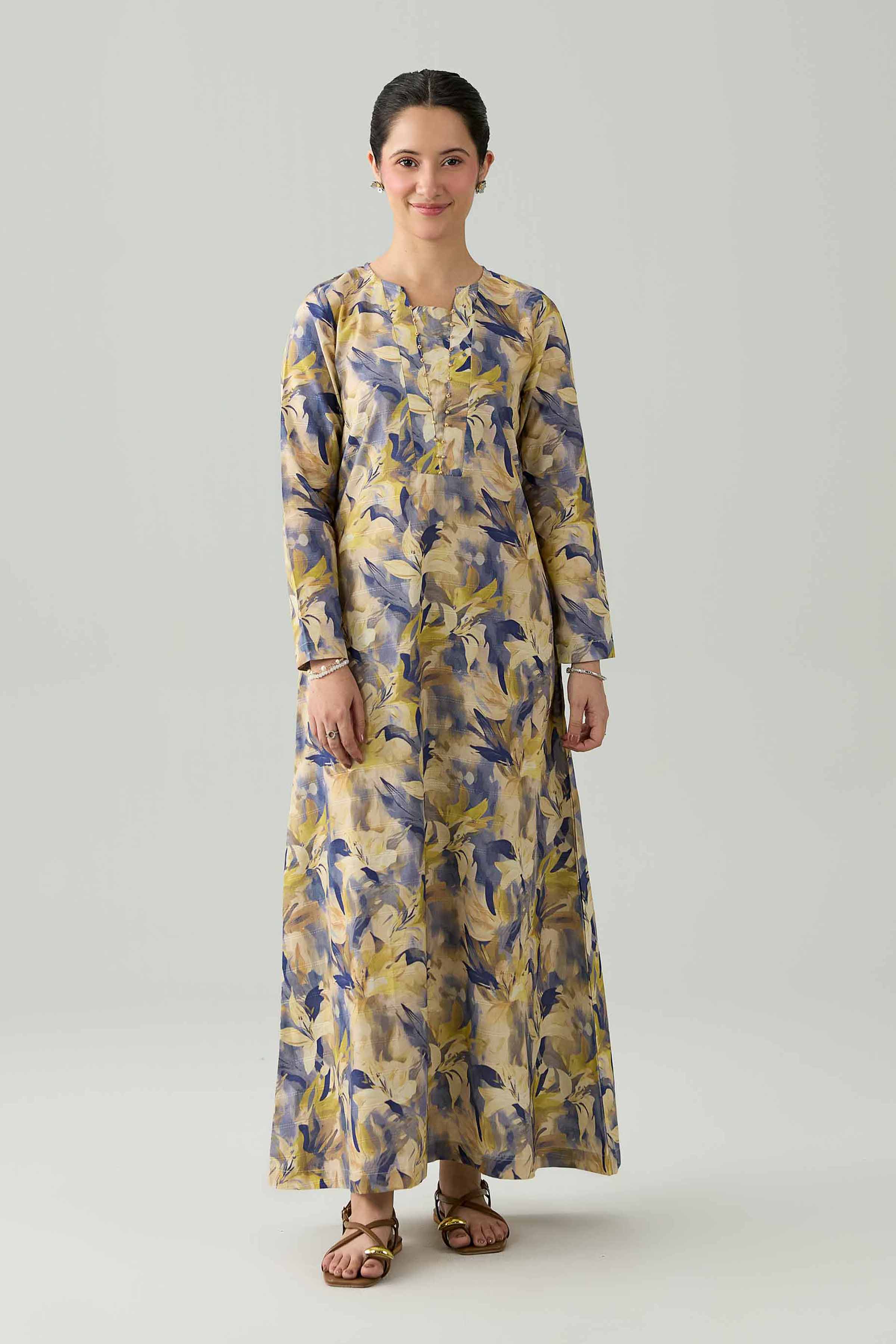 Printed Dress - FS26-23 Beige Lawn 1PC Printed Nishat Australia