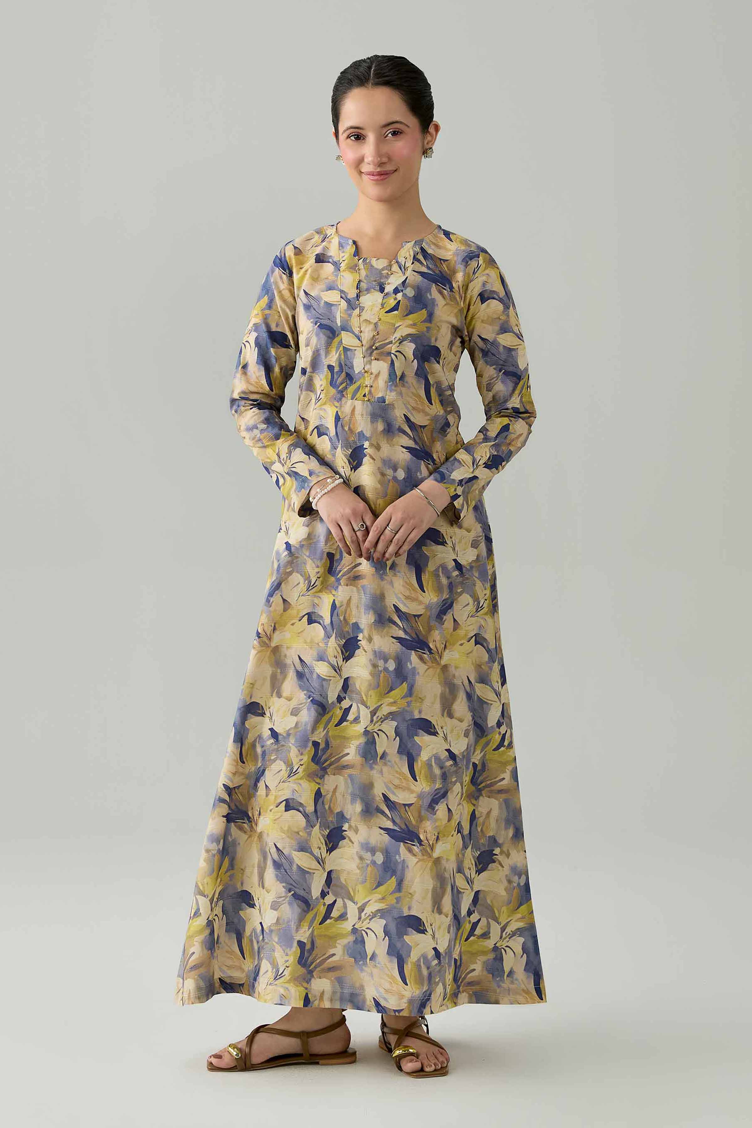 Printed Dress - FS26-23 Beige Lawn 1PC Printed Nishat Australia