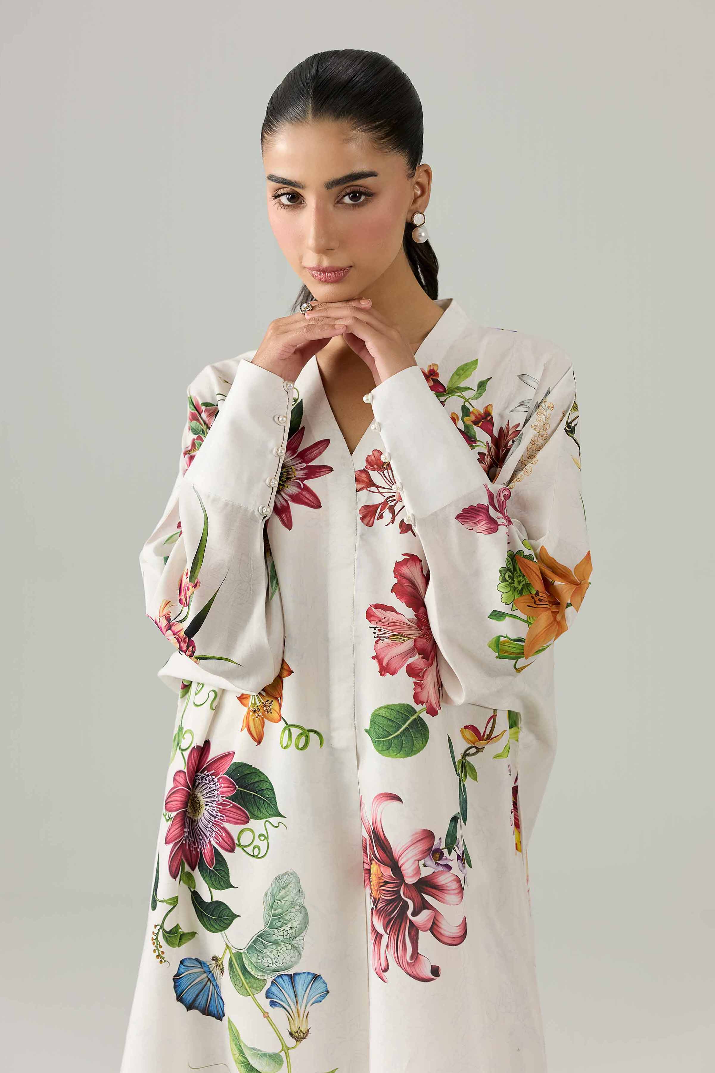 Printed Dress - FS26-25 White  Silk 1PC Printed Nishat Australia
