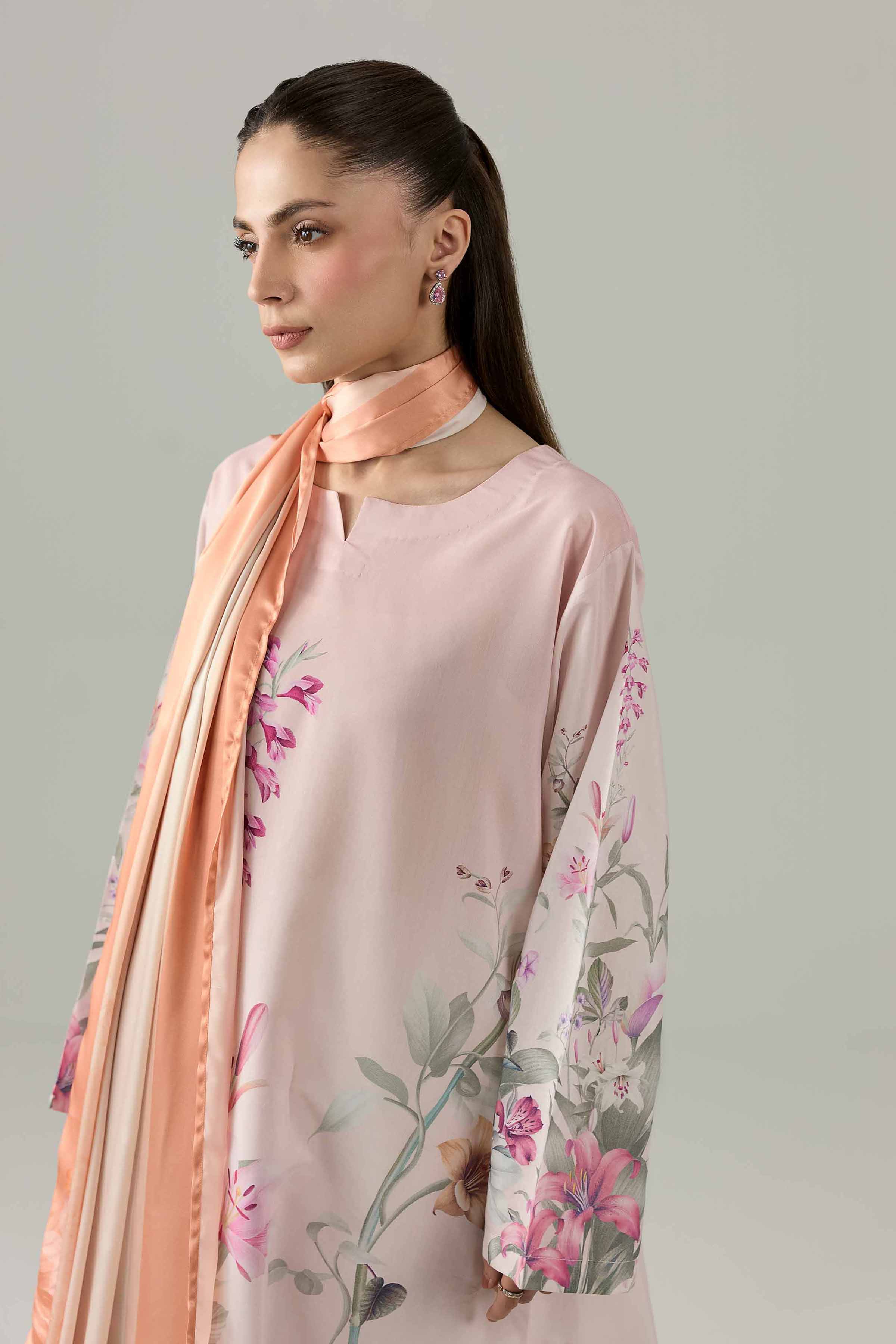 2 Piece - Printed Dress - FS26-26 Pink Silk 2PC Printed Nishat Australia