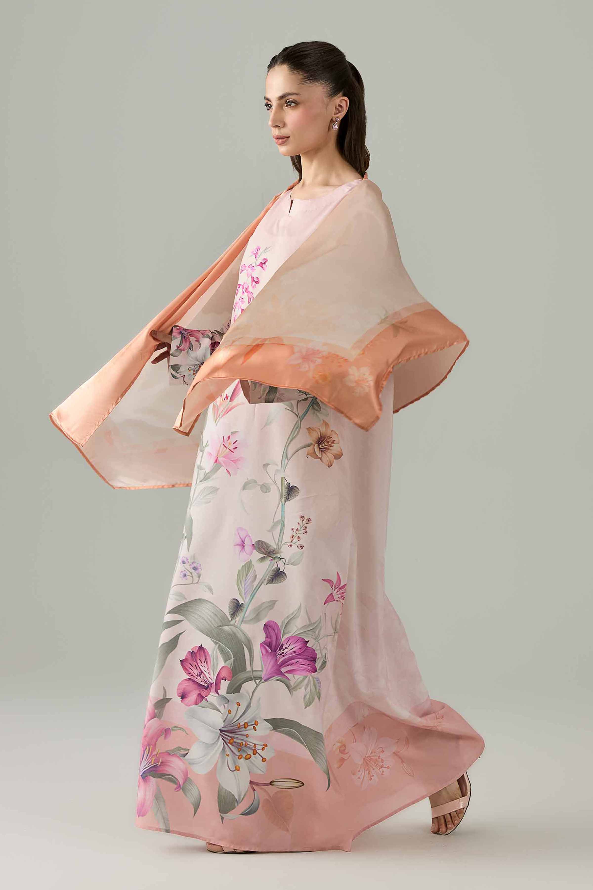 2 Piece - Printed Dress - FS26-26 Pink Silk 2PC Printed Nishat Australia