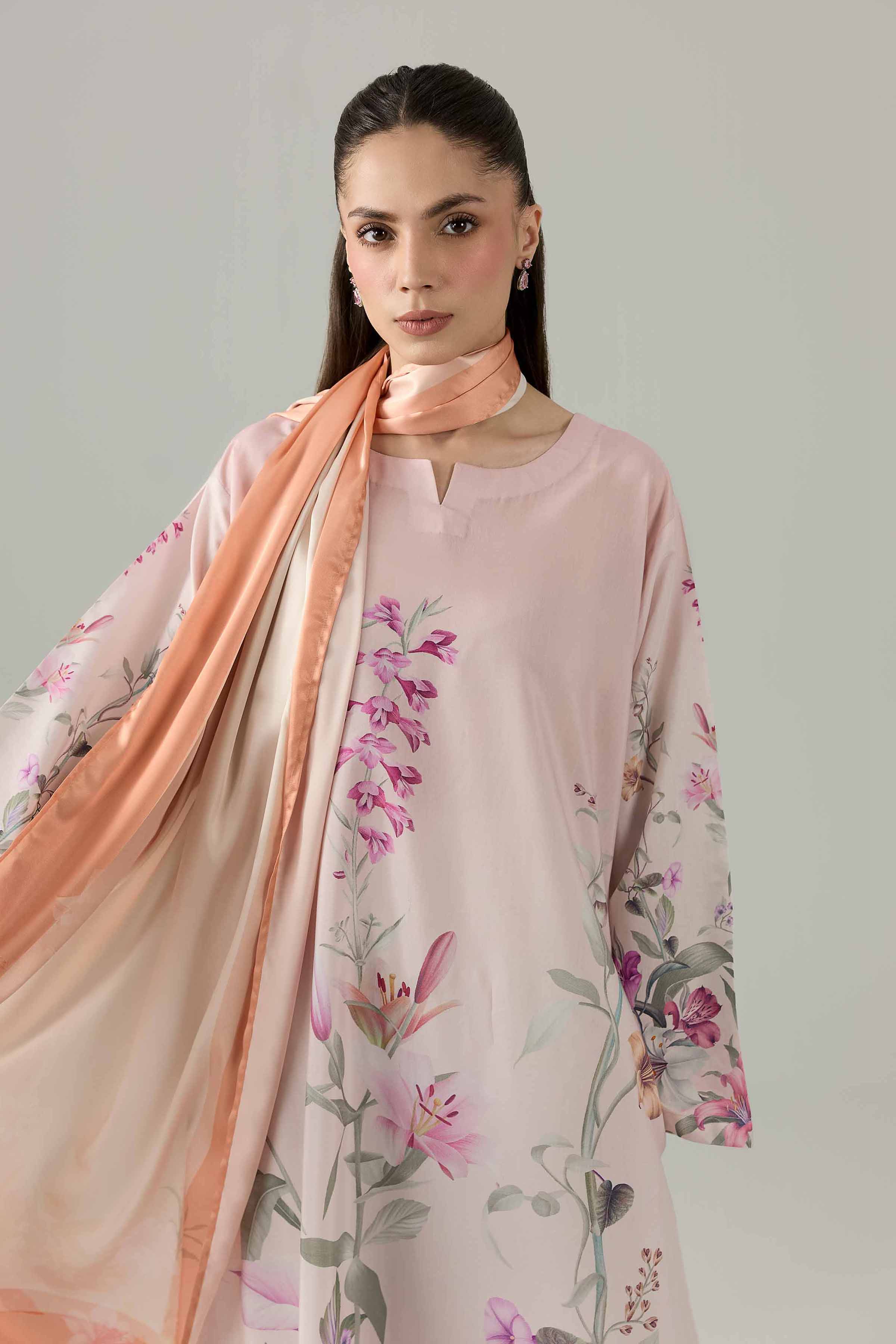 2 Piece - Printed Dress - FS26-26 Pink Silk 2PC Printed Nishat Australia