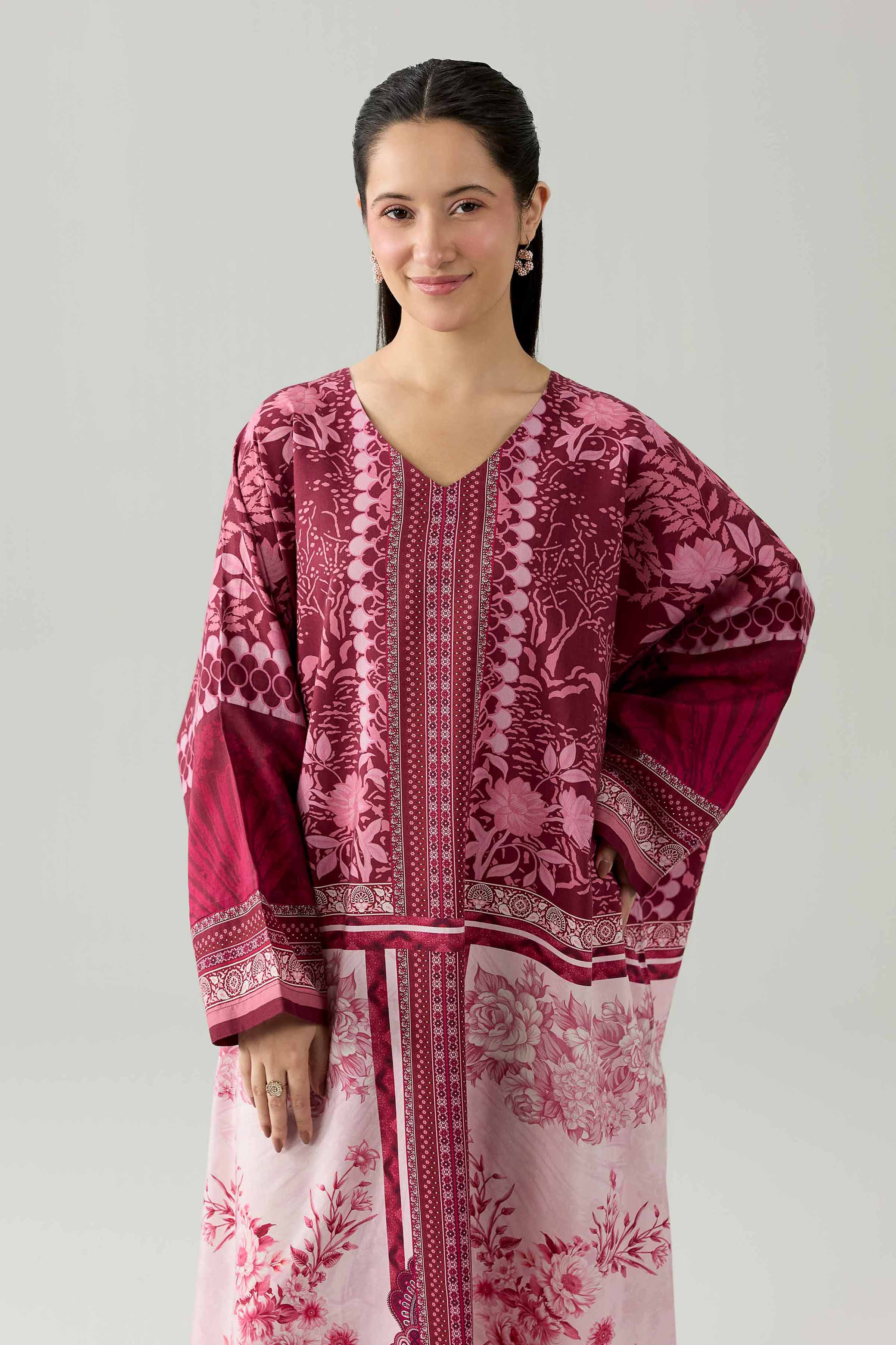 Printed Dress - FS26-27 Pink Silk 1PC Printed Nishat Australia