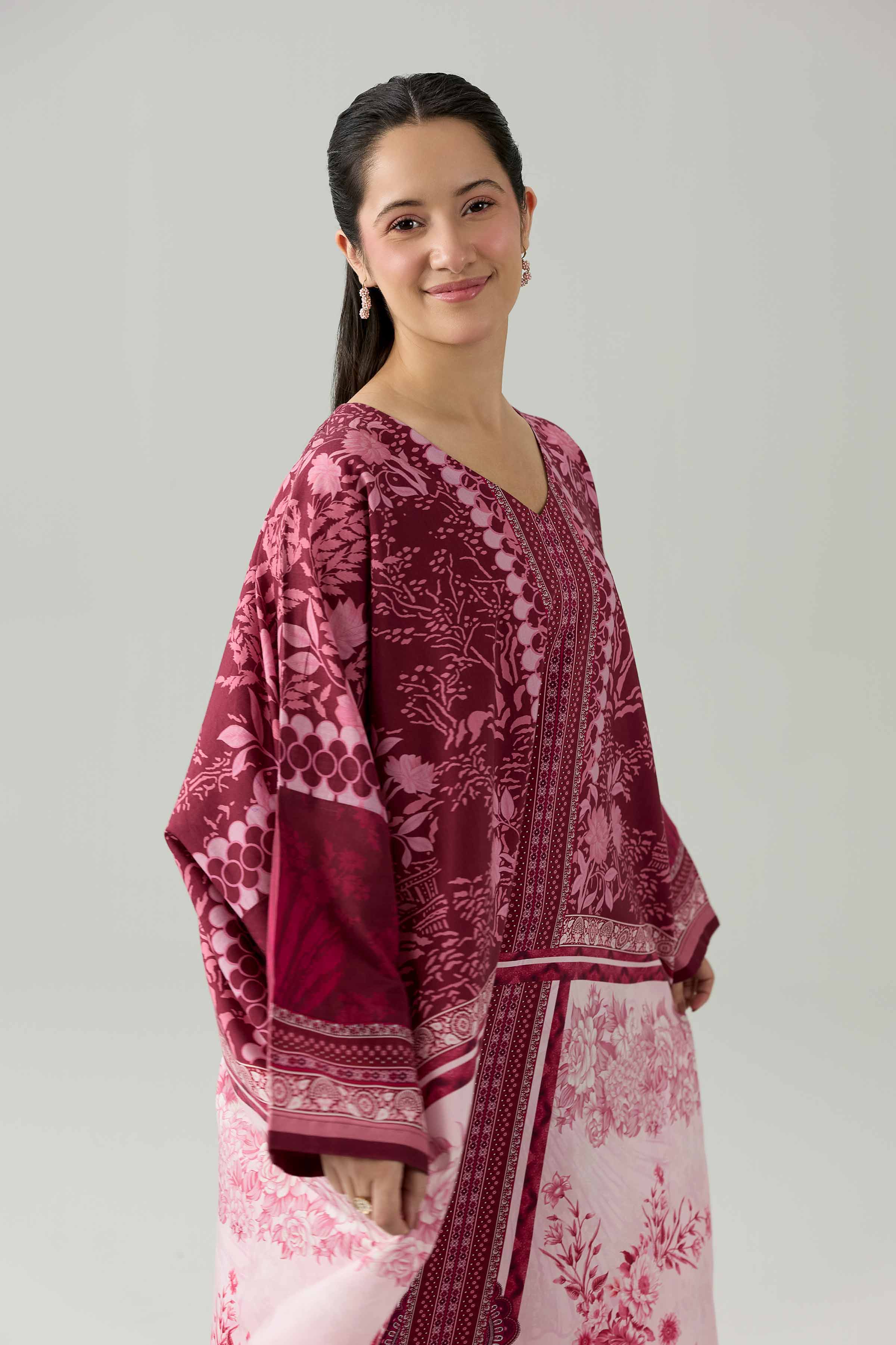 Printed Dress - FS26-27 Pink Silk 1PC Printed Nishat Australia