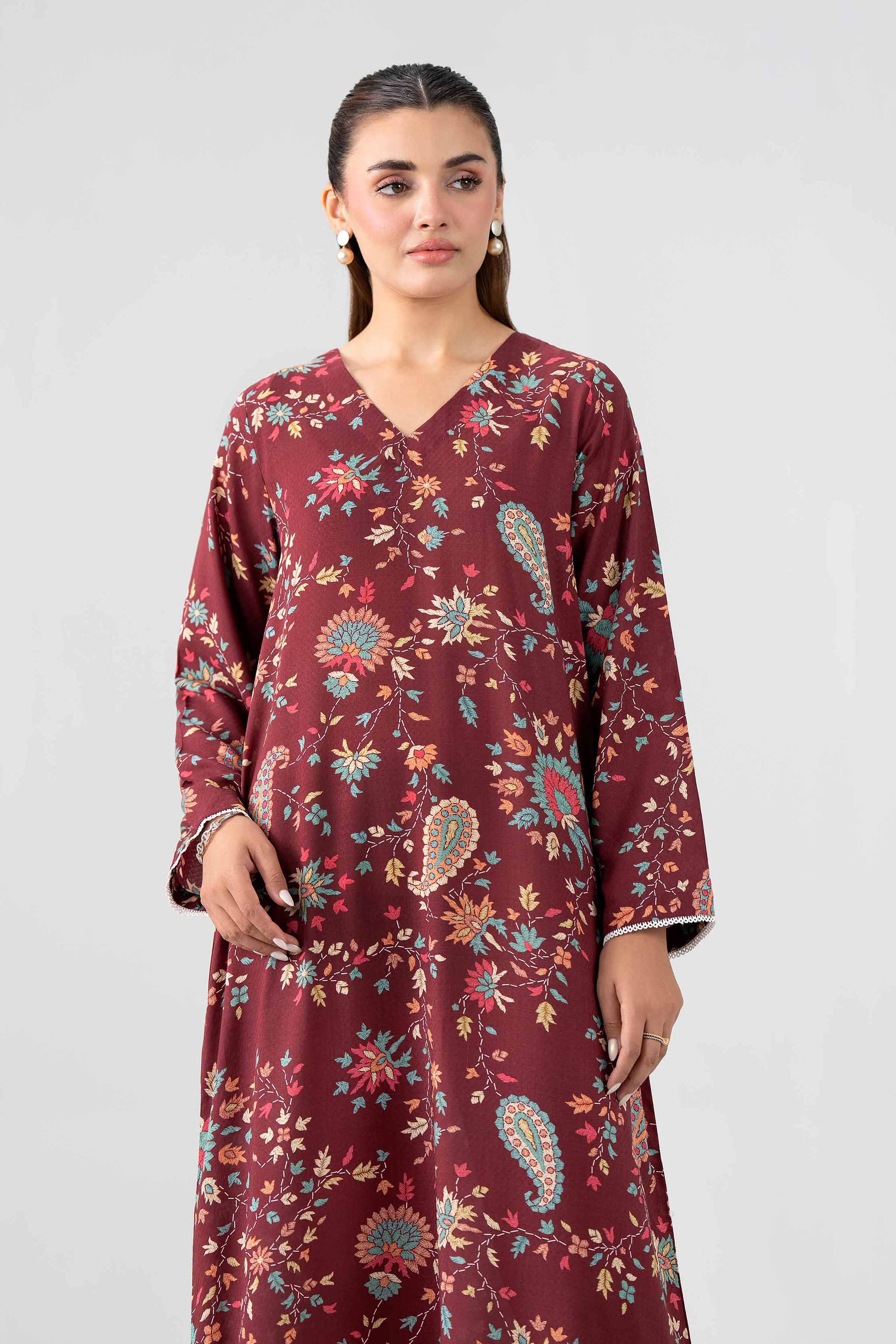 Printed Dress - FS26-28 Red Dobby 1PC Printed Nishat Australia