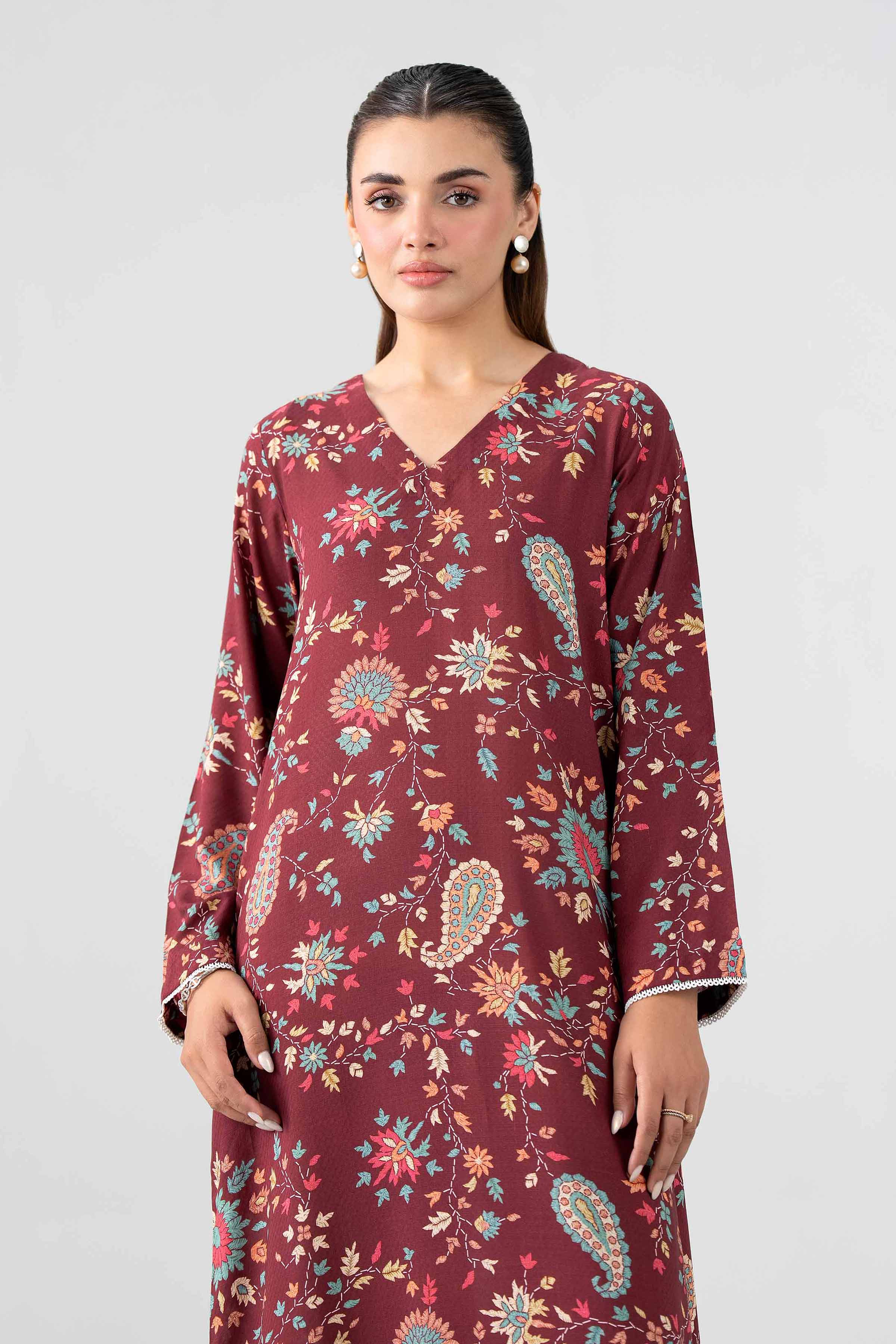 Printed Dress - FS26-28 Red Dobby 1PC Printed Nishat Australia