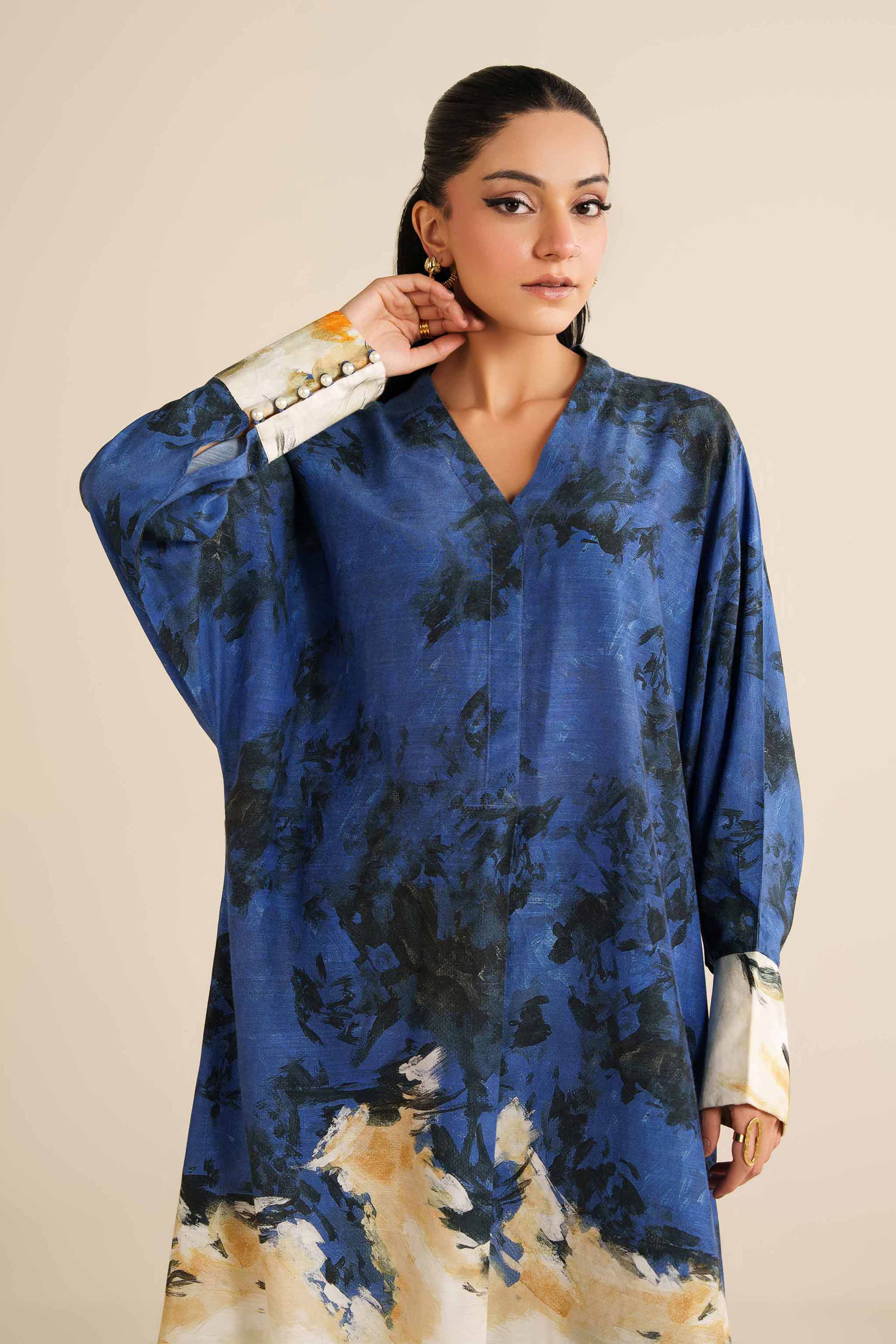 Printed Dress - FW25-41 READY TO WEAR Blue Silk 1PC Printed