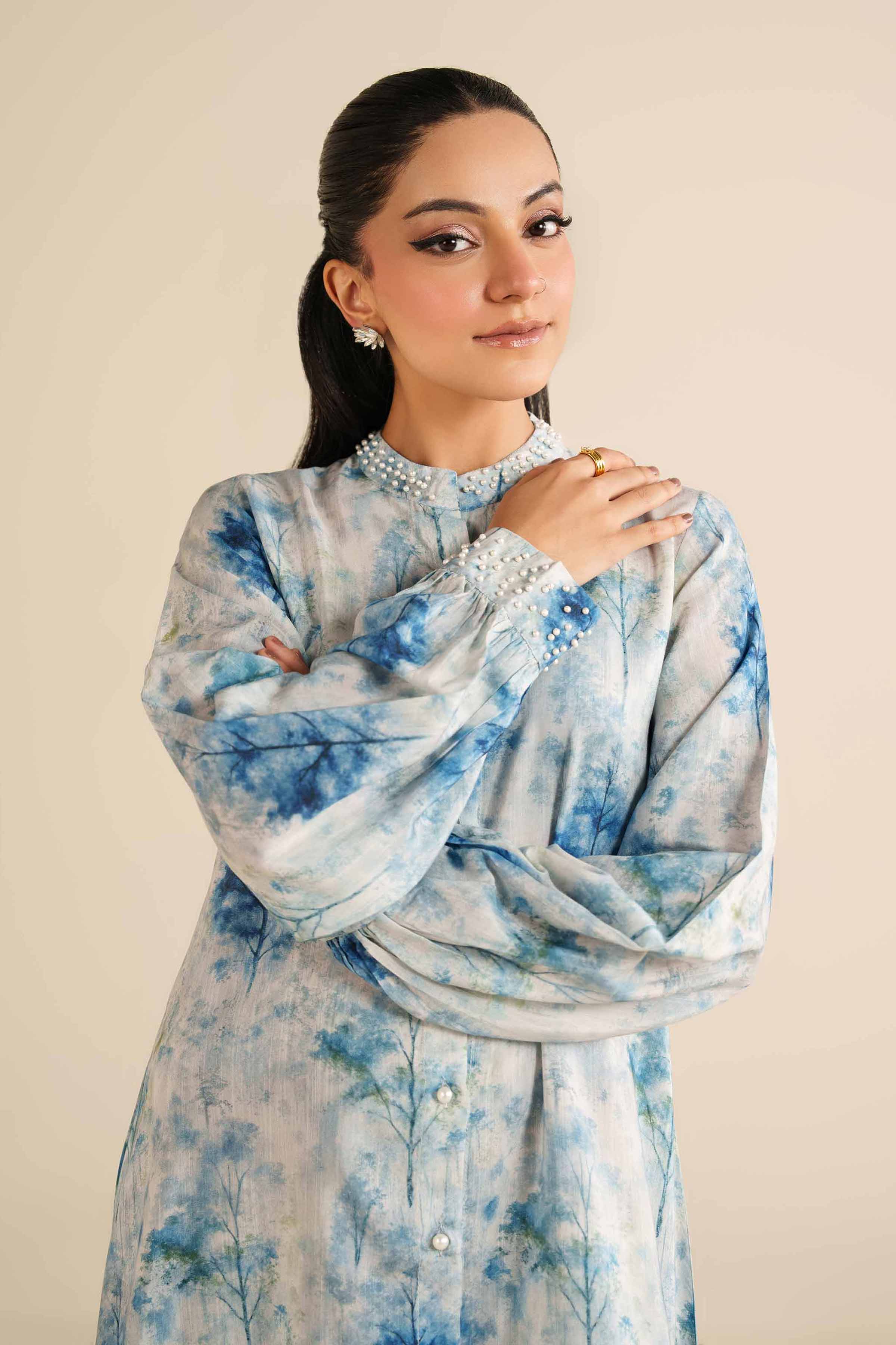 Printed Dress - FW25-43 READY TO WEAR Blue Silk 1PC Printed