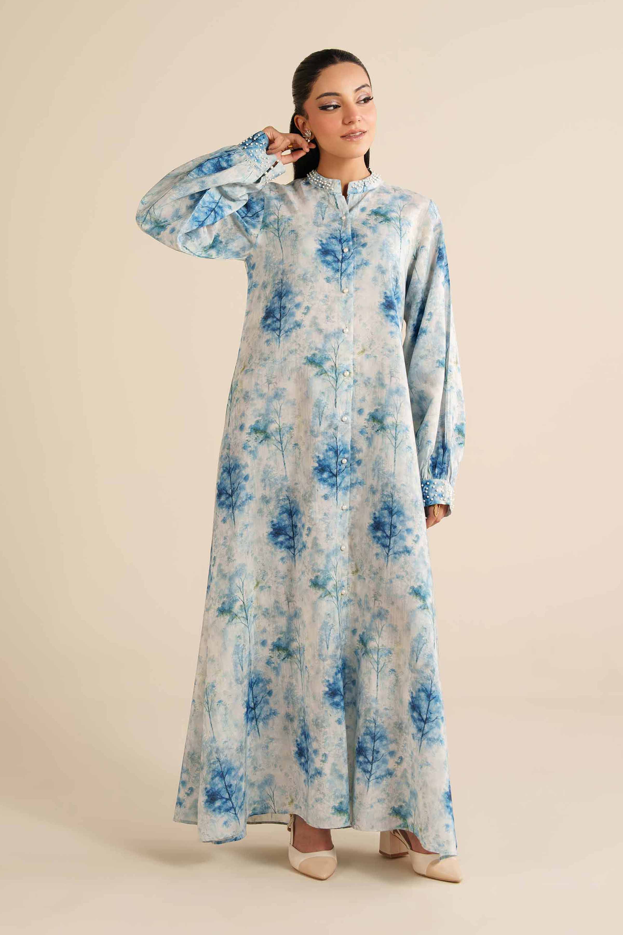 Printed Dress - FW25-43 READY TO WEAR Blue Silk 1PC Printed