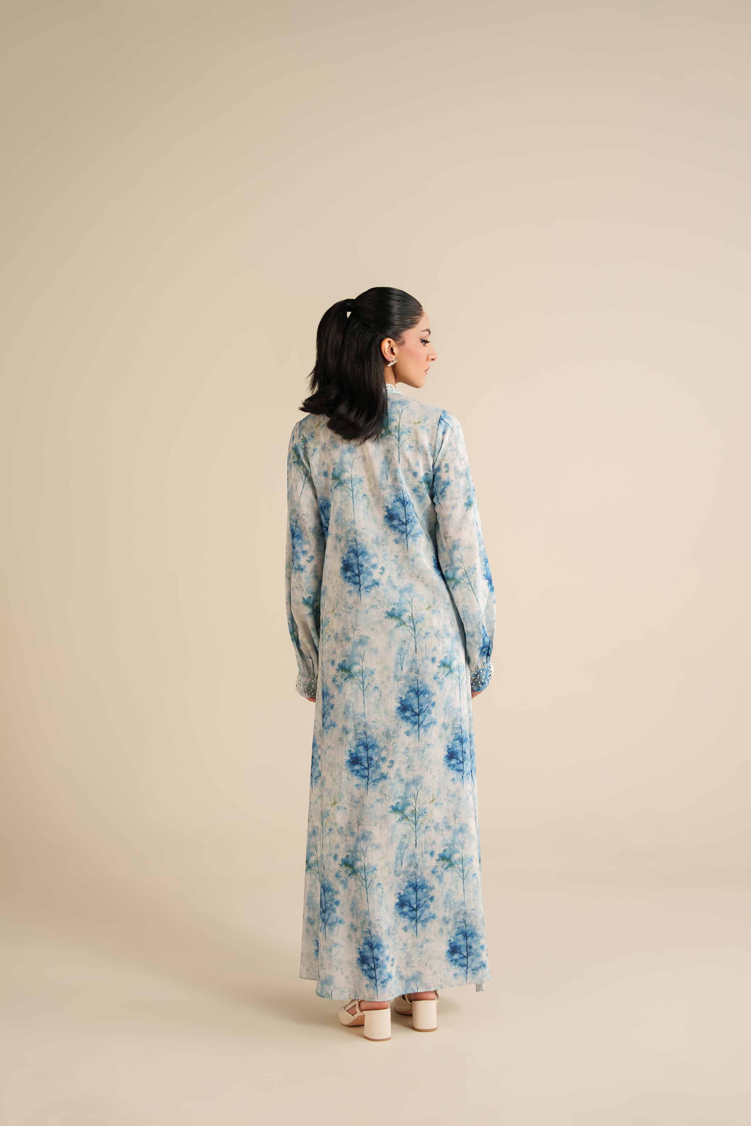 Printed Dress - FW25-43 READY TO WEAR Blue Silk 1PC Printed