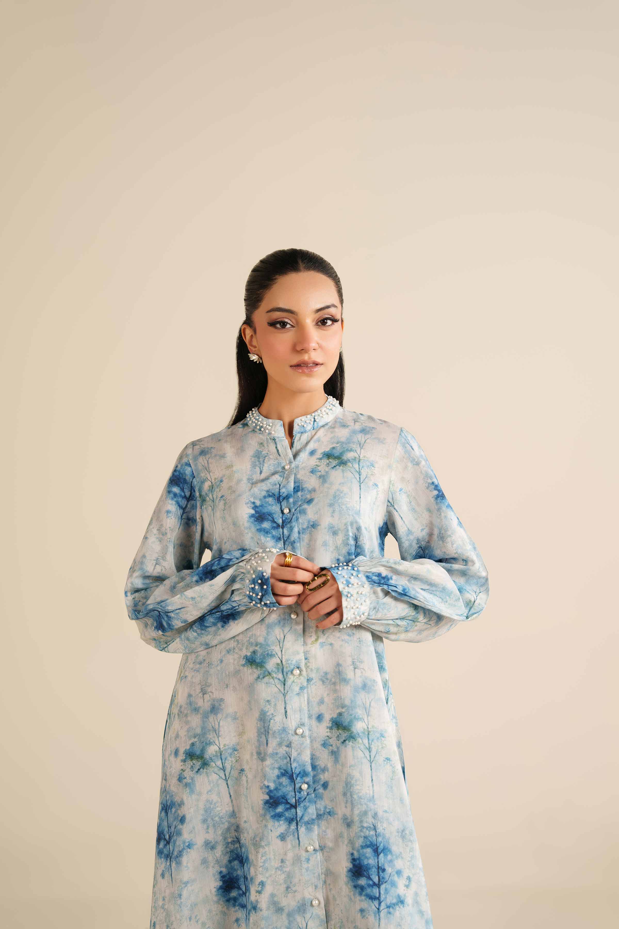 Printed Dress - FW25-43 READY TO WEAR Blue Silk 1PC Printed