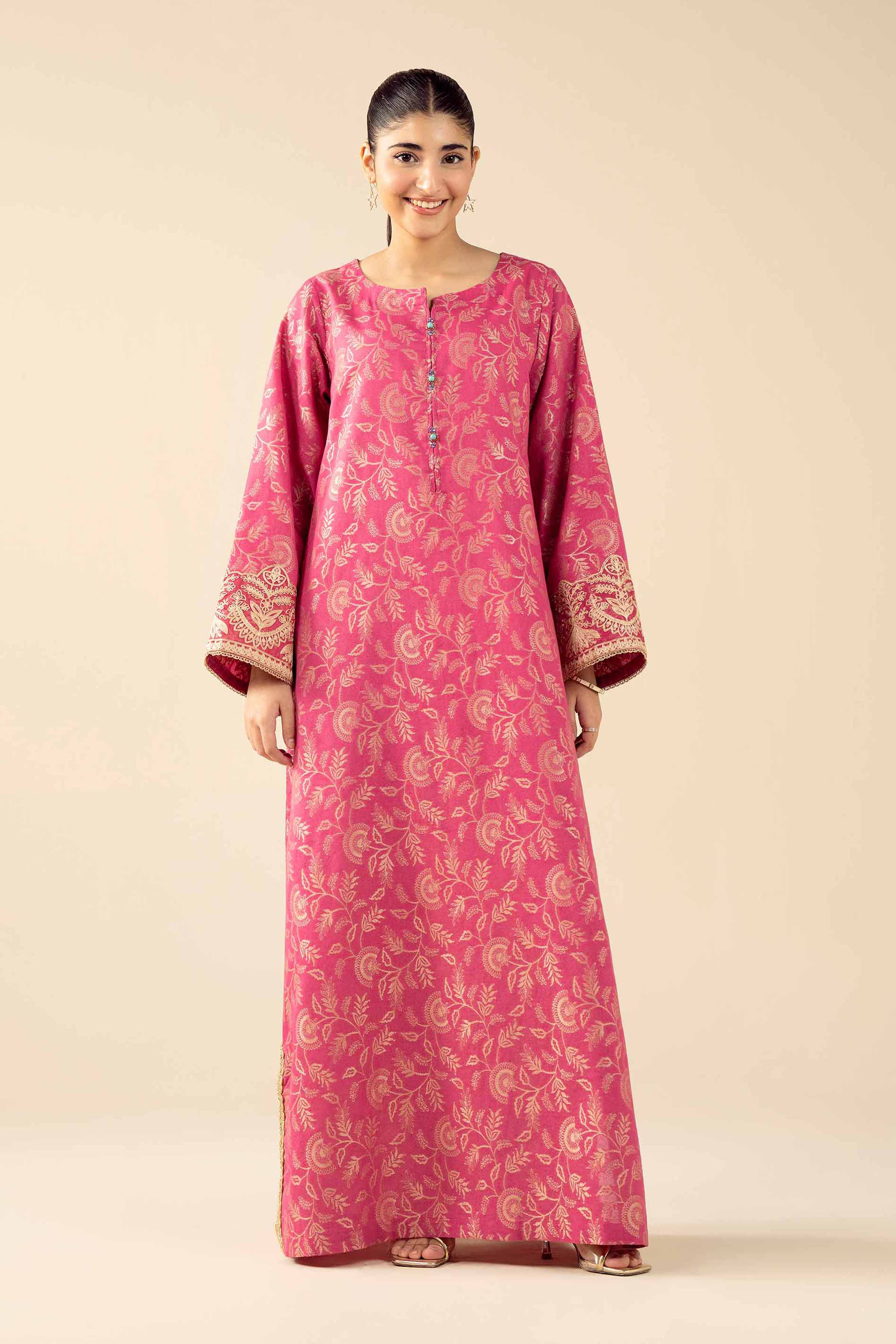 Embroidered Shirt - FW25-46 READY TO WEAR Pink Jacquard 1PC Embroidered