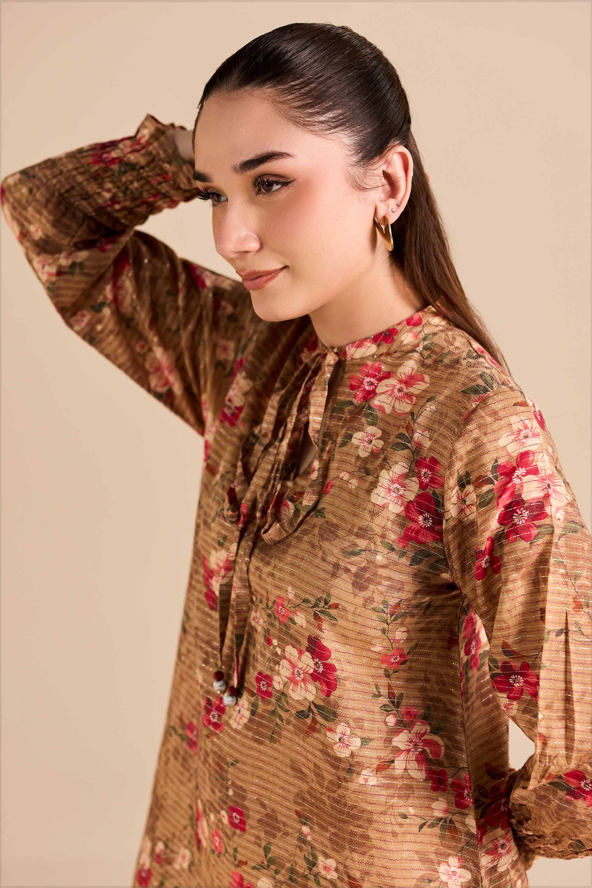Printed Shirt - FW25-49 Brown Mix Fabric 1PC Printed Nishat Australia