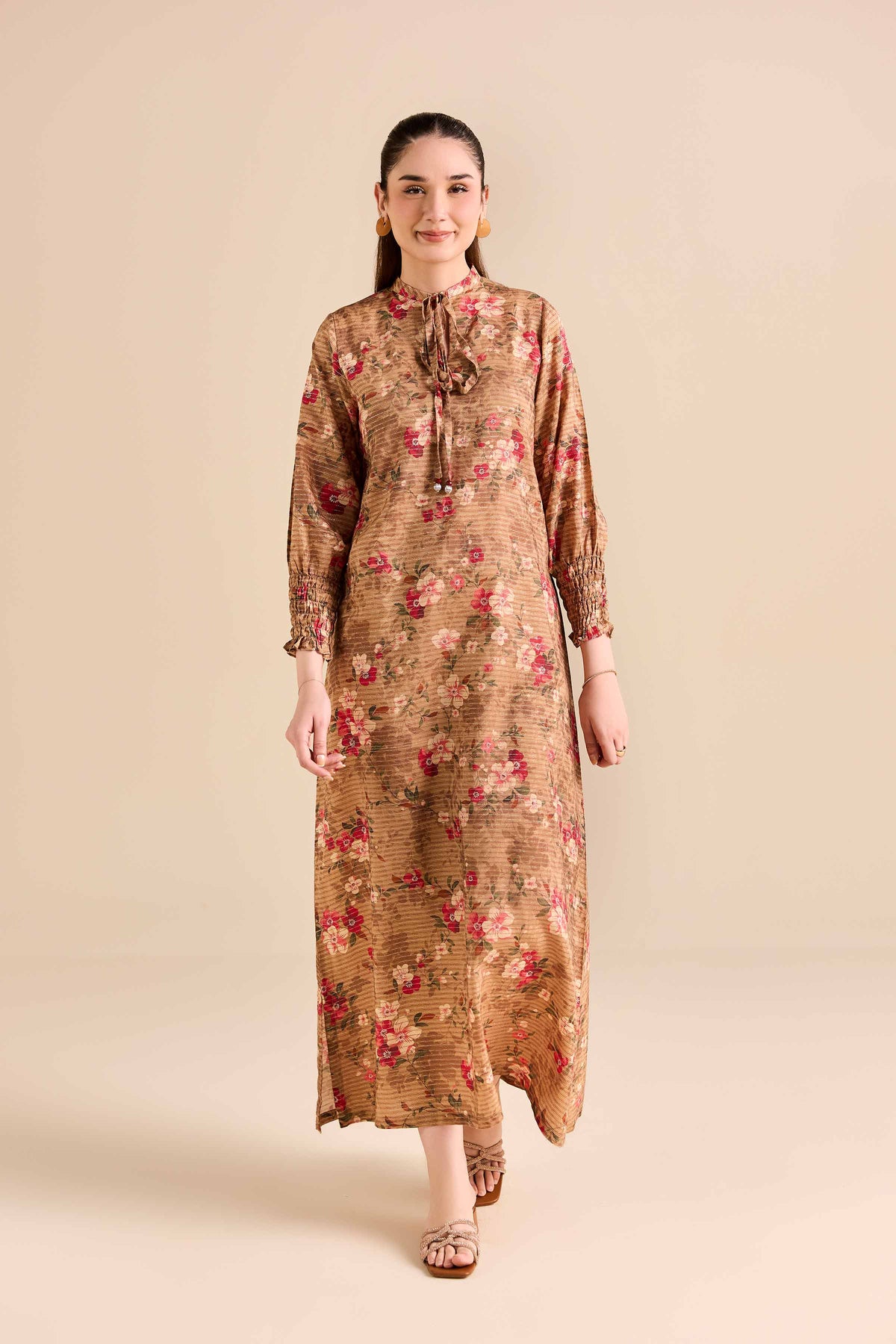Printed Shirt - FW25-49 Brown Mix Fabric 1PC Printed Nishat Australia