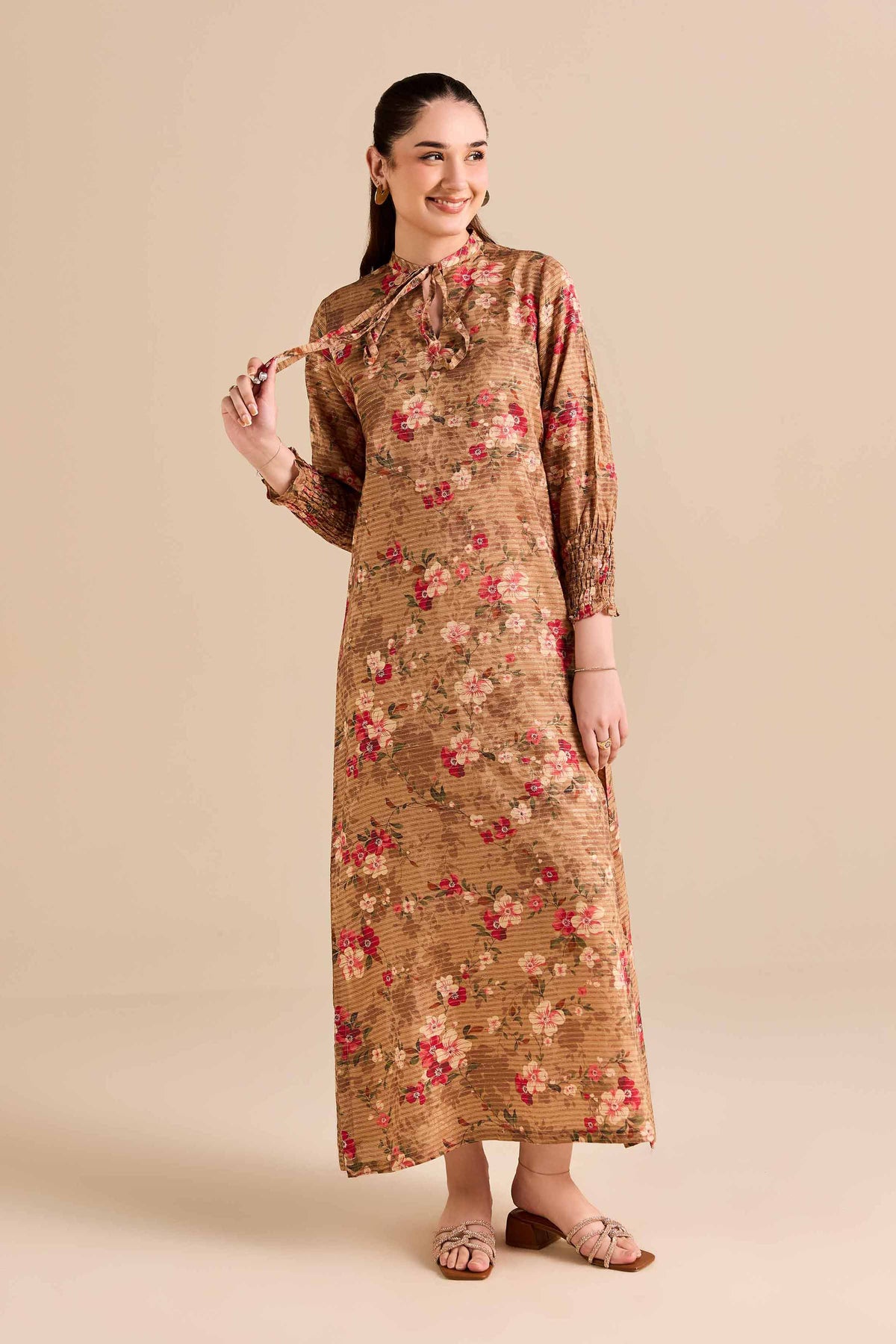 Printed Shirt - FW25-49 Brown Mix Fabric 1PC Printed Nishat Australia