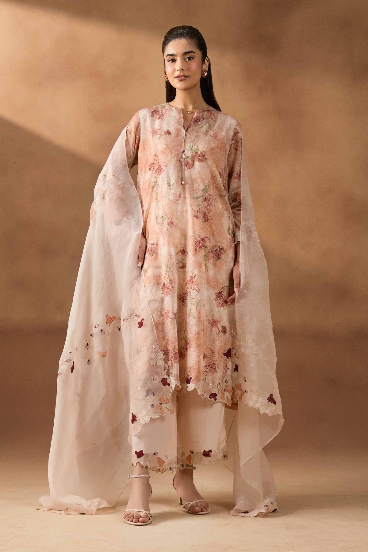 RAWAYAT - KBS26-05 Beige Silk 3 Pieces Embroidered Nishat Australia