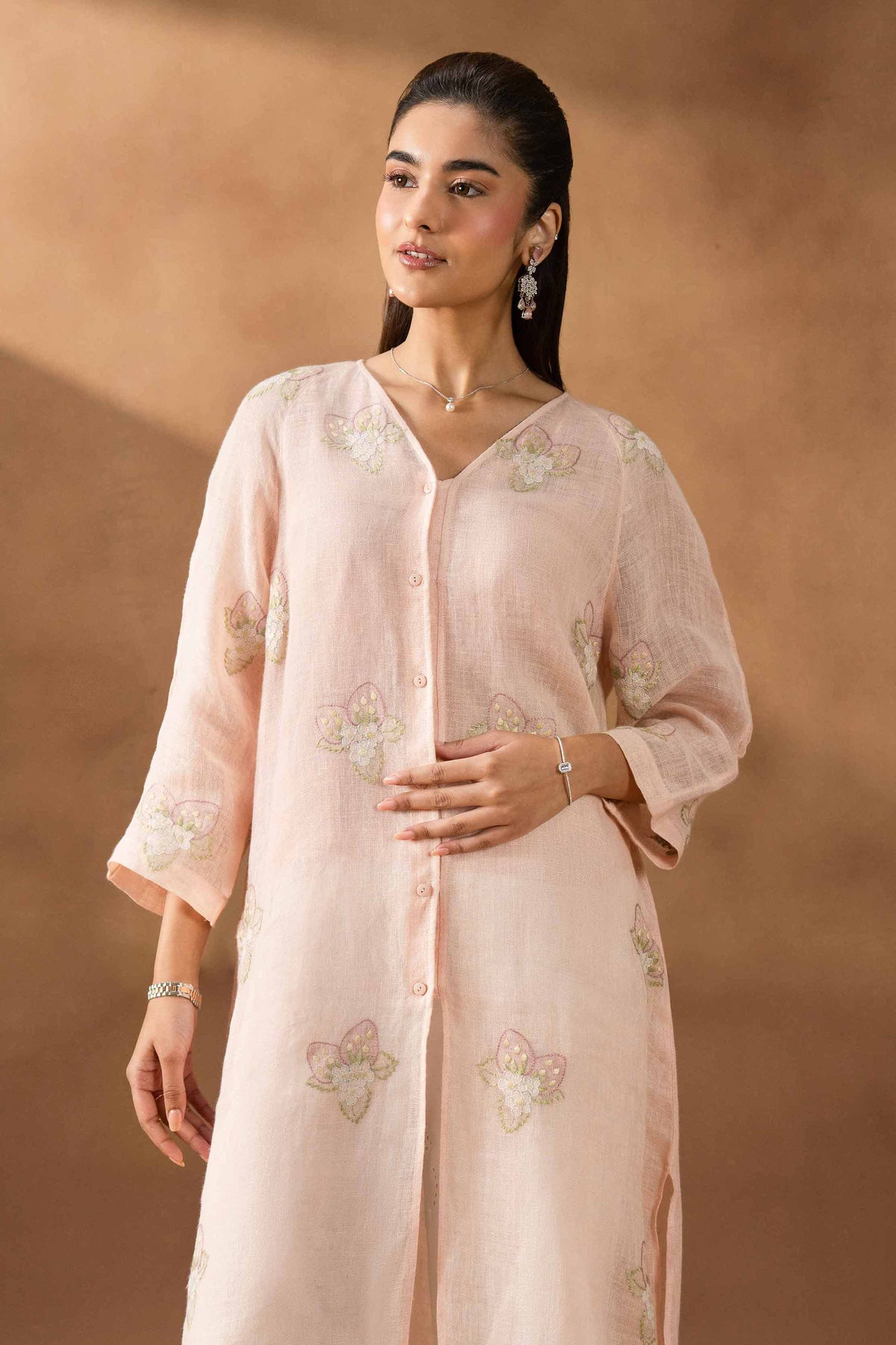 DEEVA - KBS26-121 Pink Linen  1 Piece Embroidered Nishat Australia