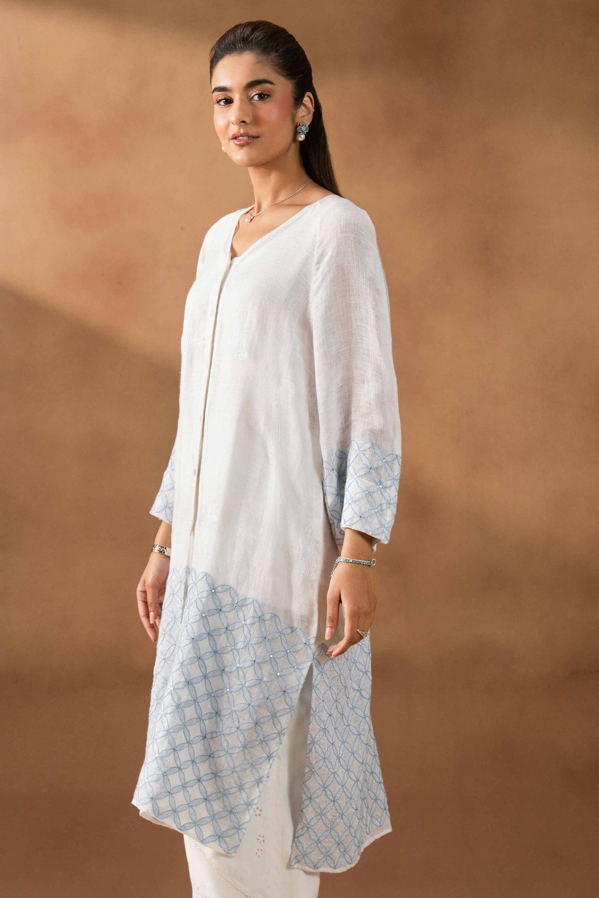 DEEVA - KBS26-122 White Linen 1 Piece Embroidered  Nishat Australia