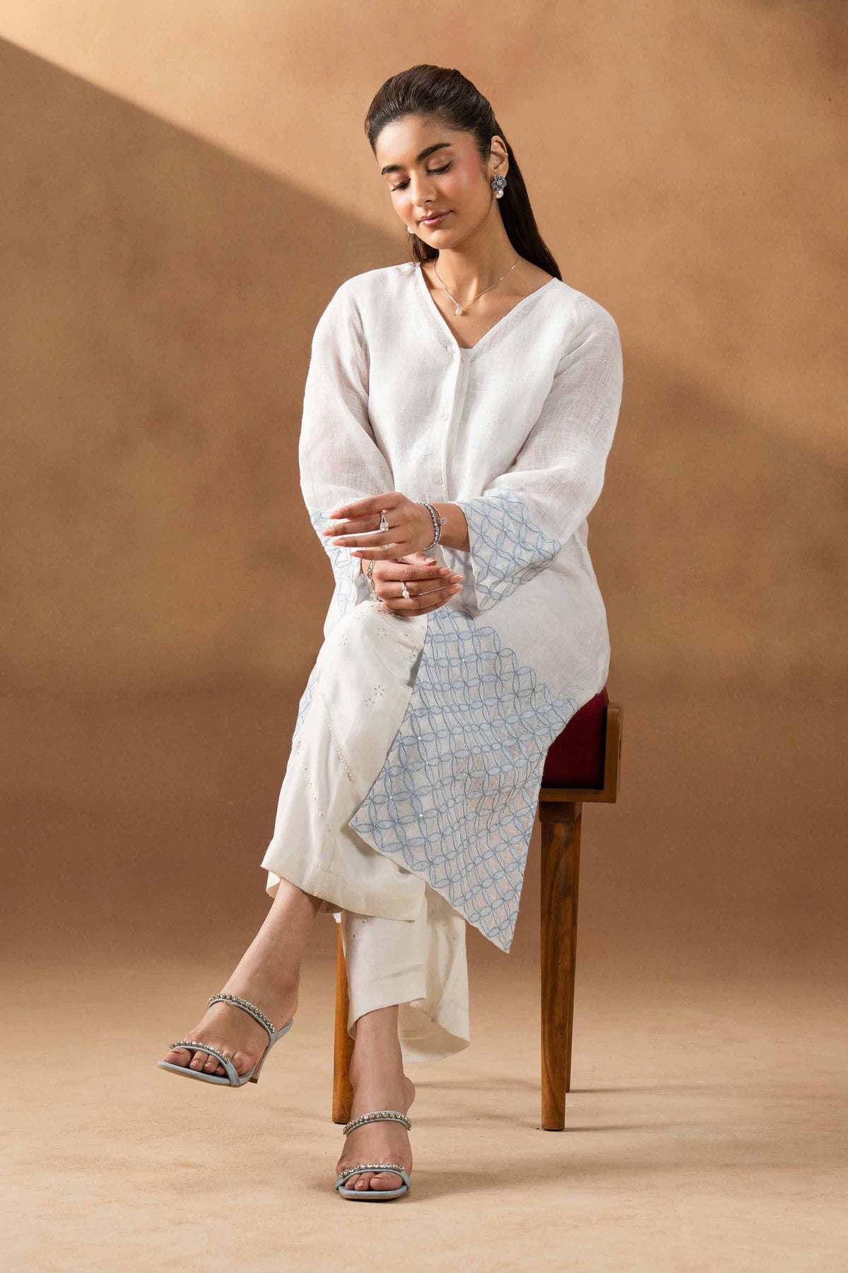 DEEVA - KBS26-122 White Linen 1 Piece Embroidered  Nishat Australia