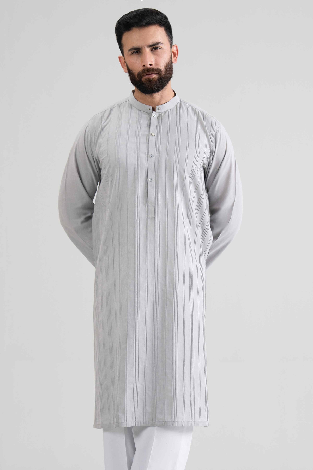 Embroidered Kurta - KBS26-16 Grey Cotton 1 Piece Embroidered Nishat Australia