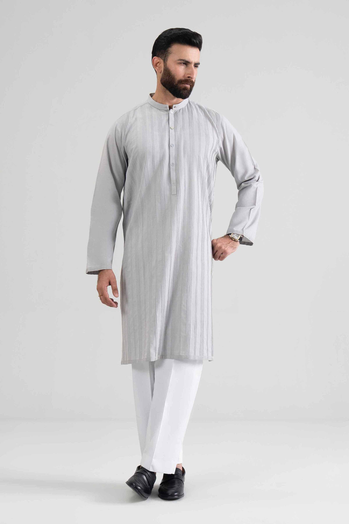Embroidered Kurta - KBS26-16 Grey Cotton 1 Piece Embroidered Nishat Australia