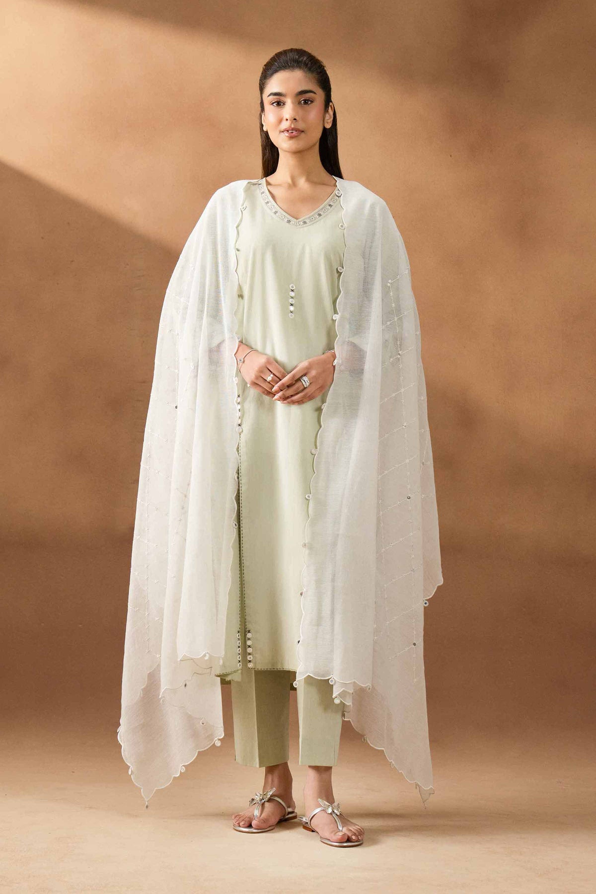 ZAR - KBS26-22 Off White Net 1 Piece Embroidered  Nishat Australia