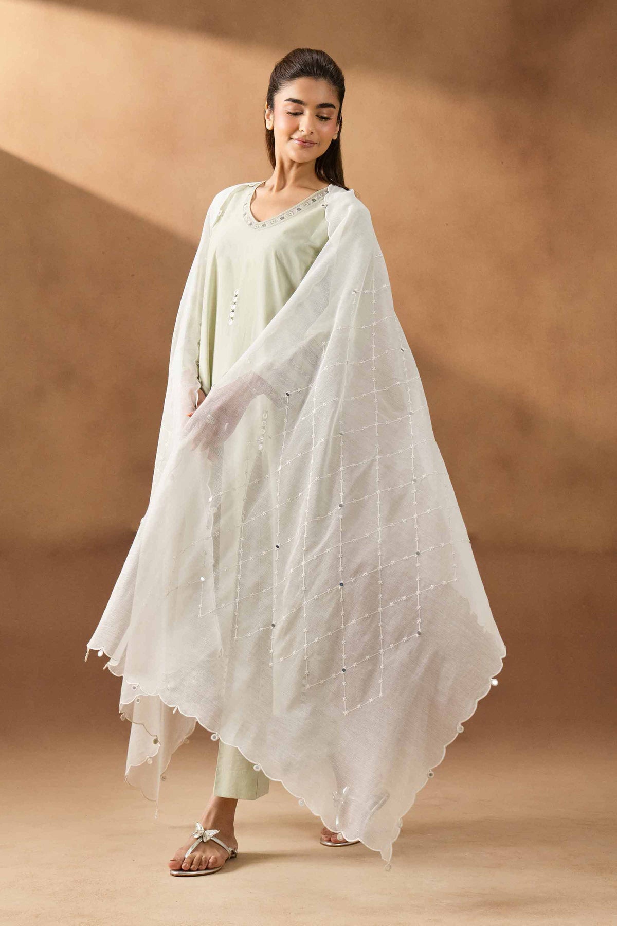 ZAR - KBS26-22 Off White Net 1 Piece Embroidered  Nishat Australia