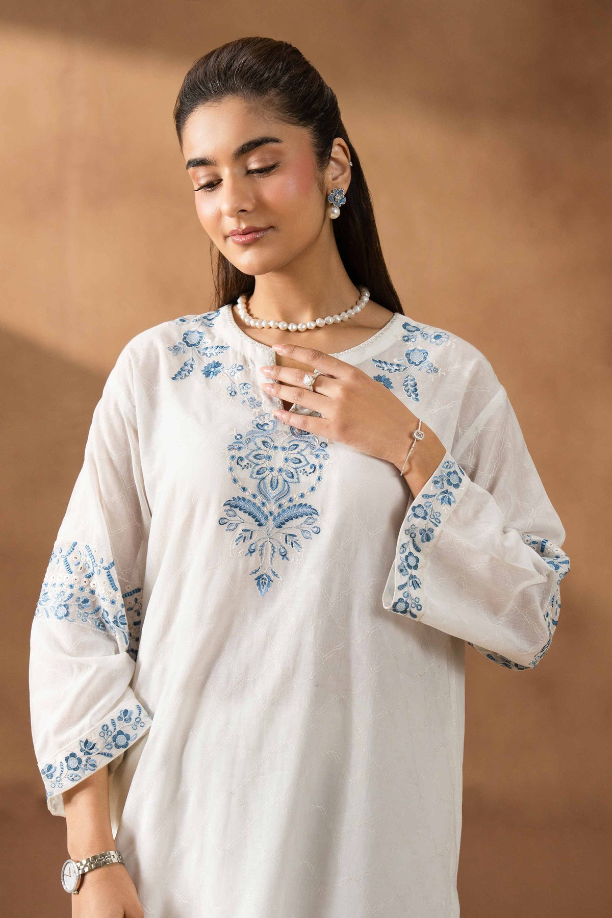DEEVA - KBS26-37 Off White Cotton 1 Piece Embroidered Nishat Australia