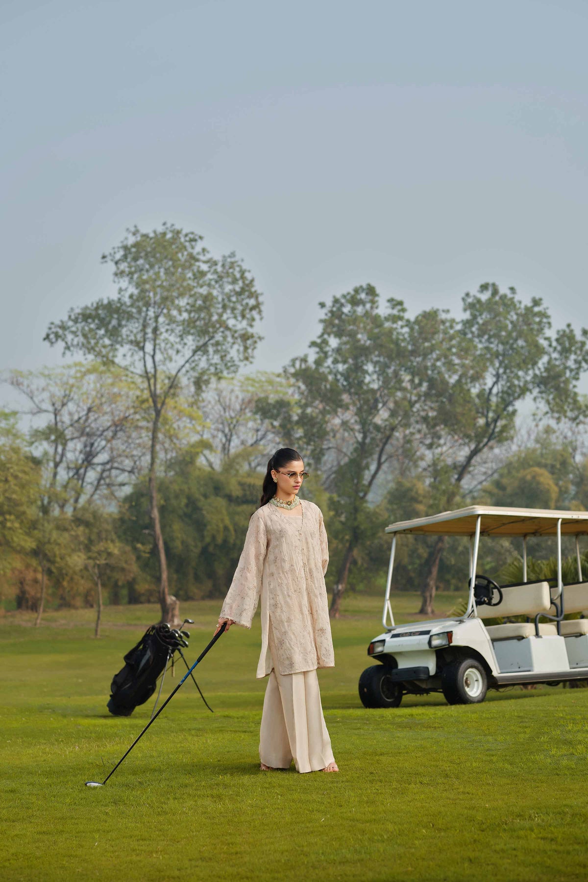 DEEVA - KBS26-45 Beige Organza 3 Pieces Embroidered Nishat Australia