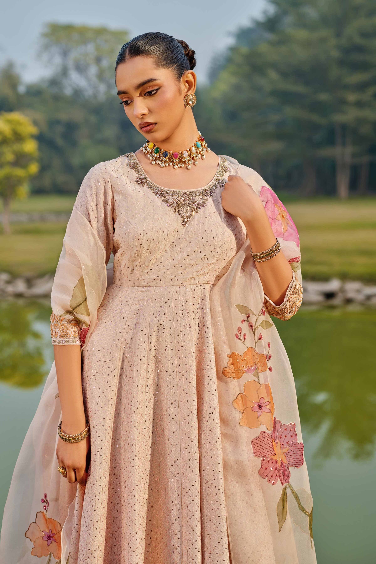 NOORI - KBS26-95 Pink Silk 2 Pieces Embroidered  Nishat Australia