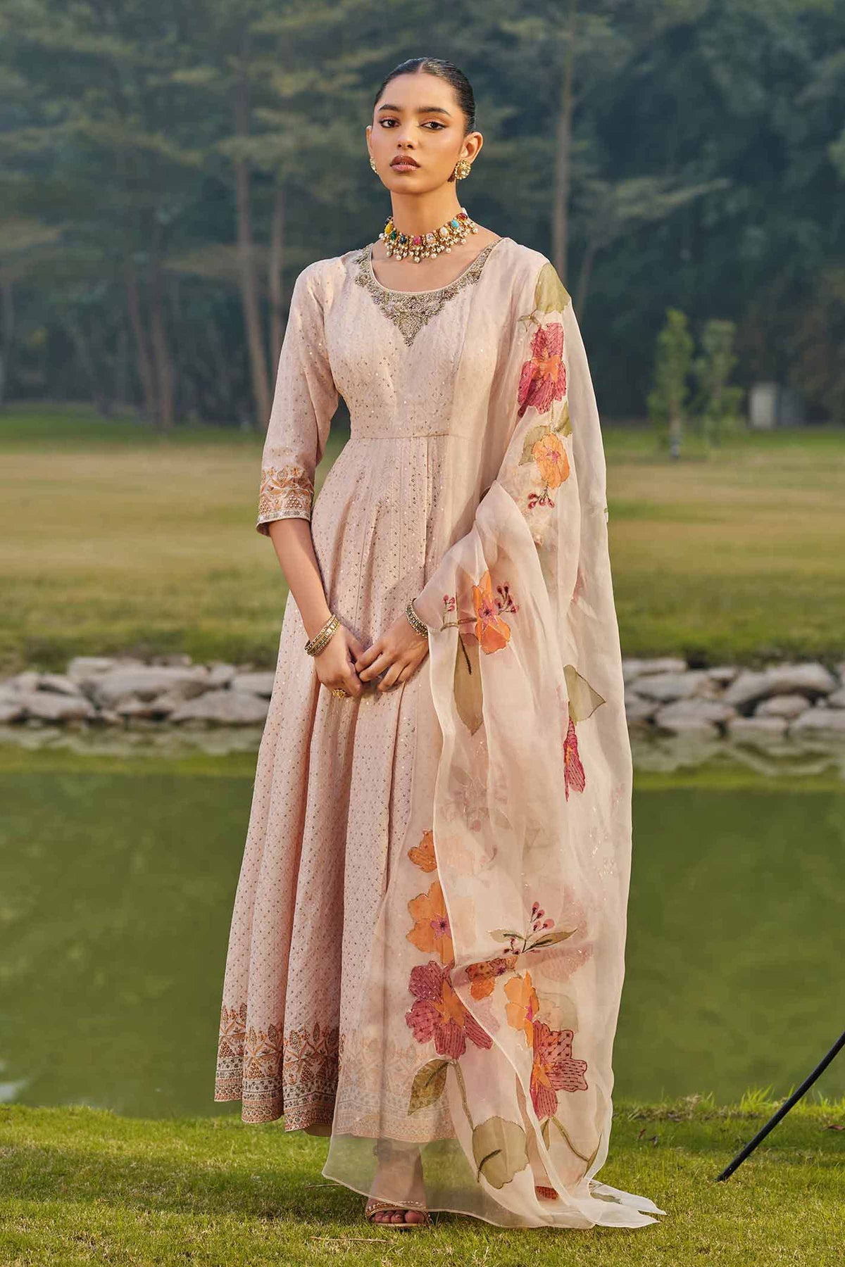NOORI - KBS26-95 Pink Silk 2 Pieces Embroidered  Nishat Australia