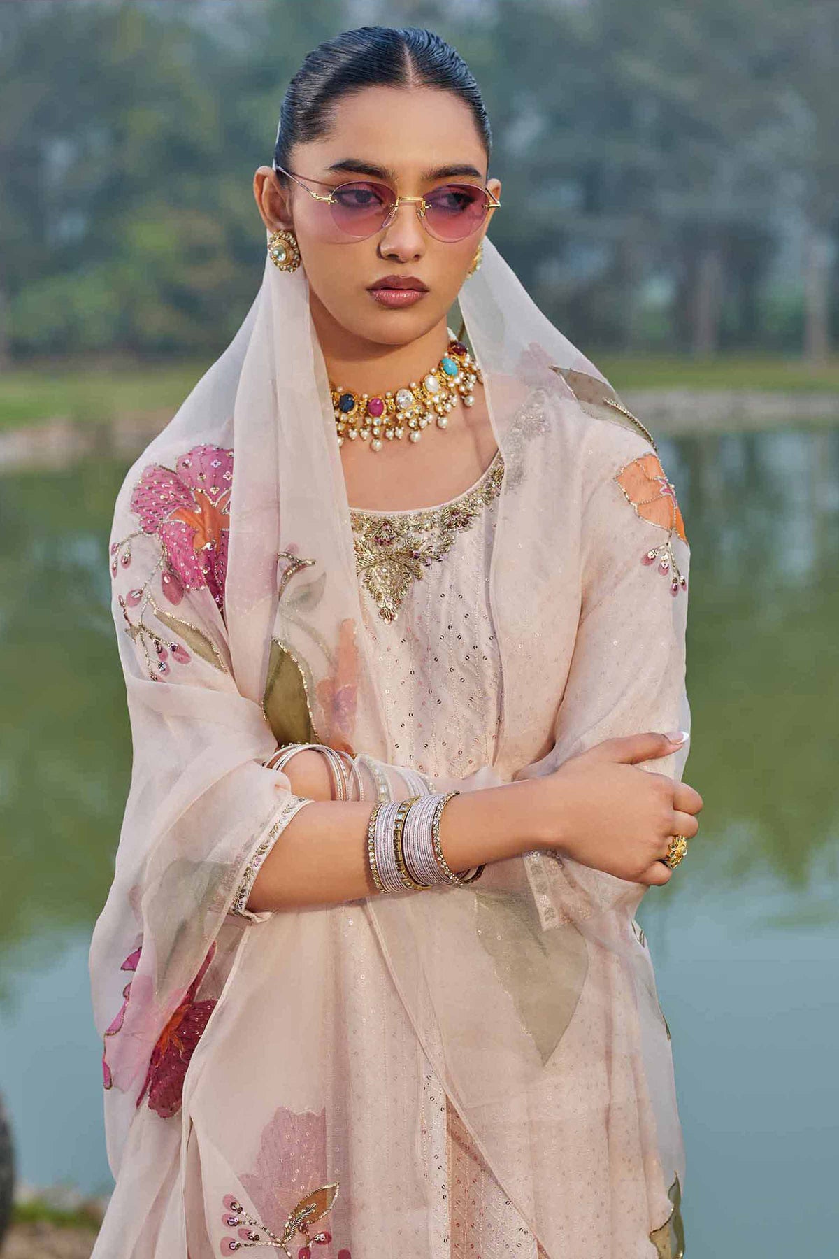 NOORI - KBS26-95 Pink Silk 2 Pieces Embroidered  Nishat Australia