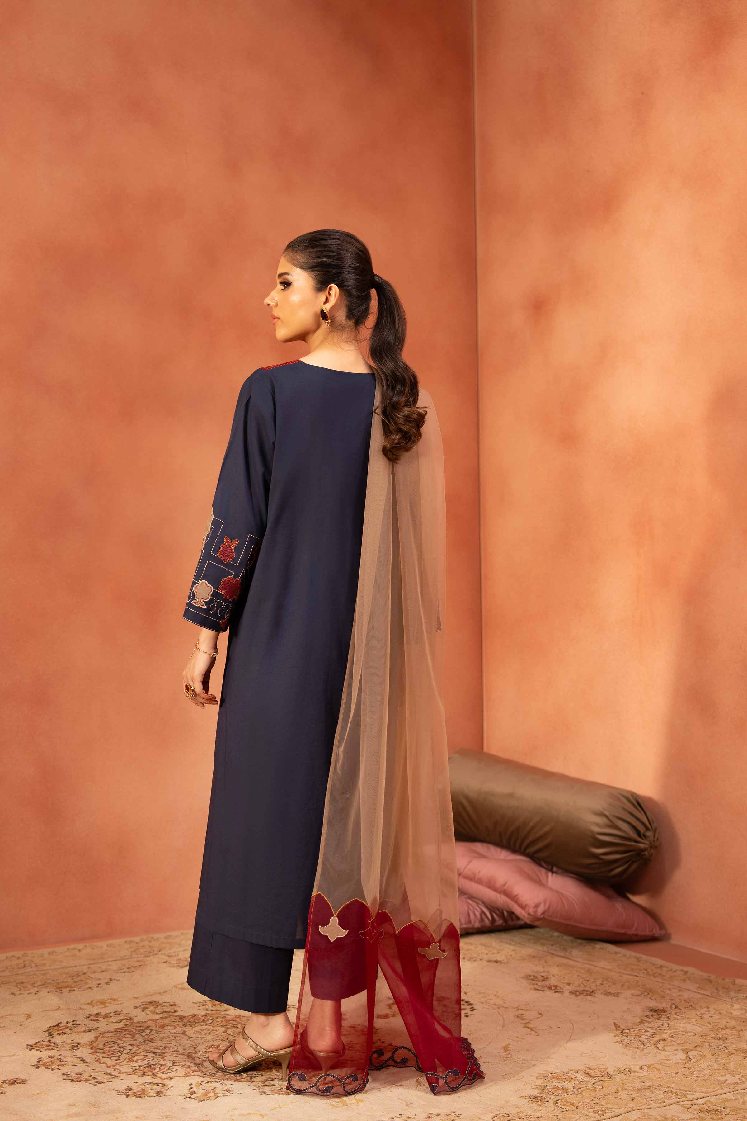 3 Piece - Embroidered Suit - KFE25-126 READY TO WEAR - LUXURY Blue Cambric 3PC Embroidered