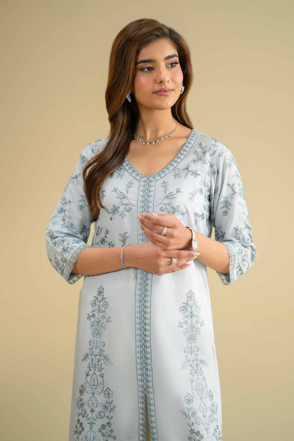 Embroidered Shirt - KFE26-08Blue Cambric 1PC Embroidered Nishat Australia