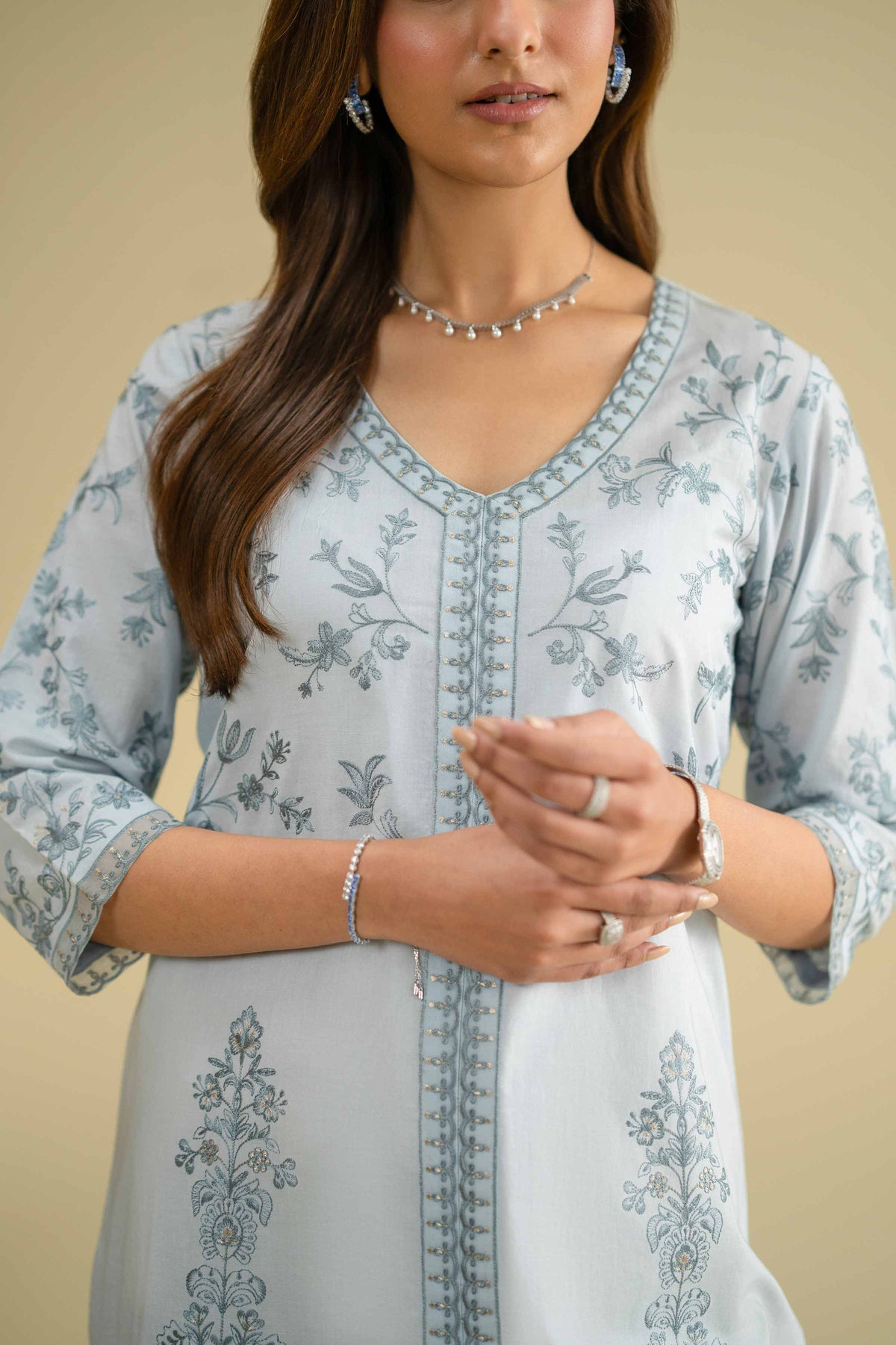 Embroidered Shirt - KFE26-08Blue Cambric 1PC Embroidered Nishat Australia