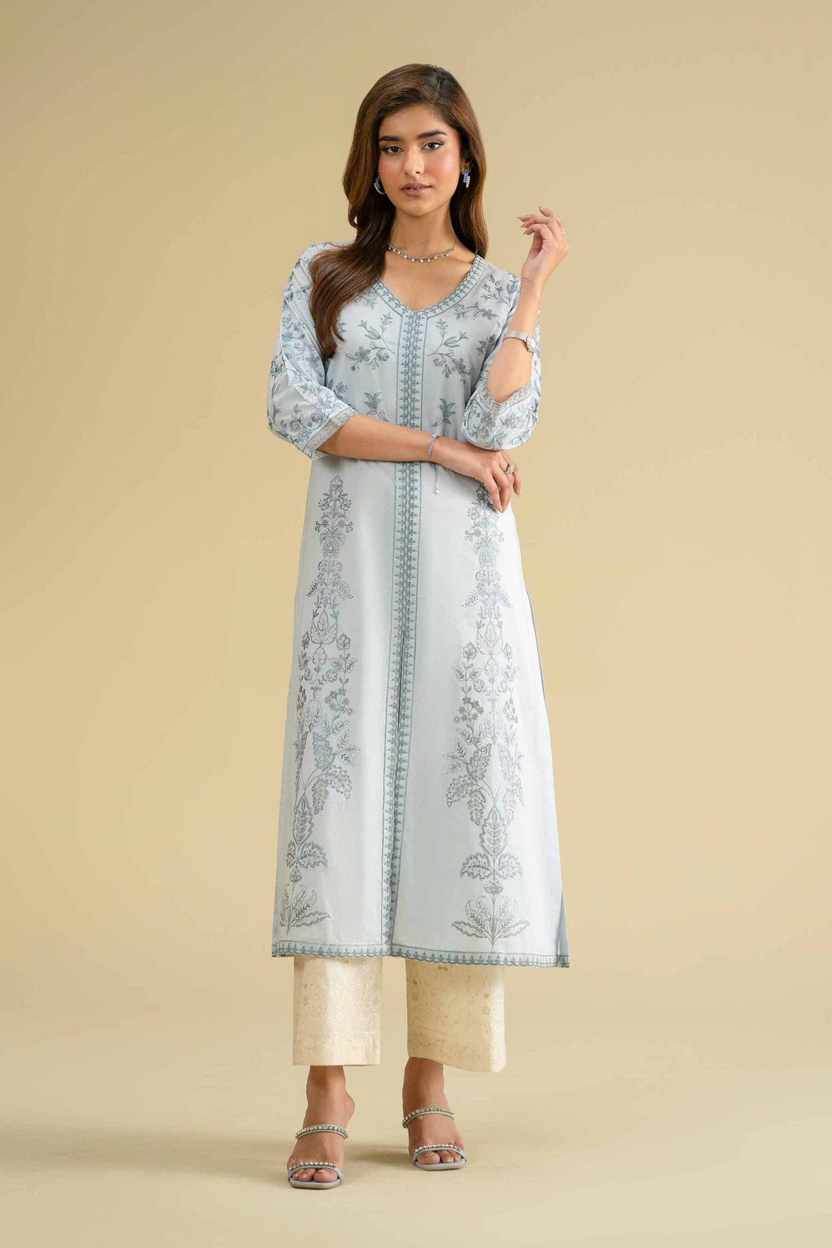 Embroidered Shirt - KFE26-08Blue Cambric 1PC Embroidered Nishat Australia