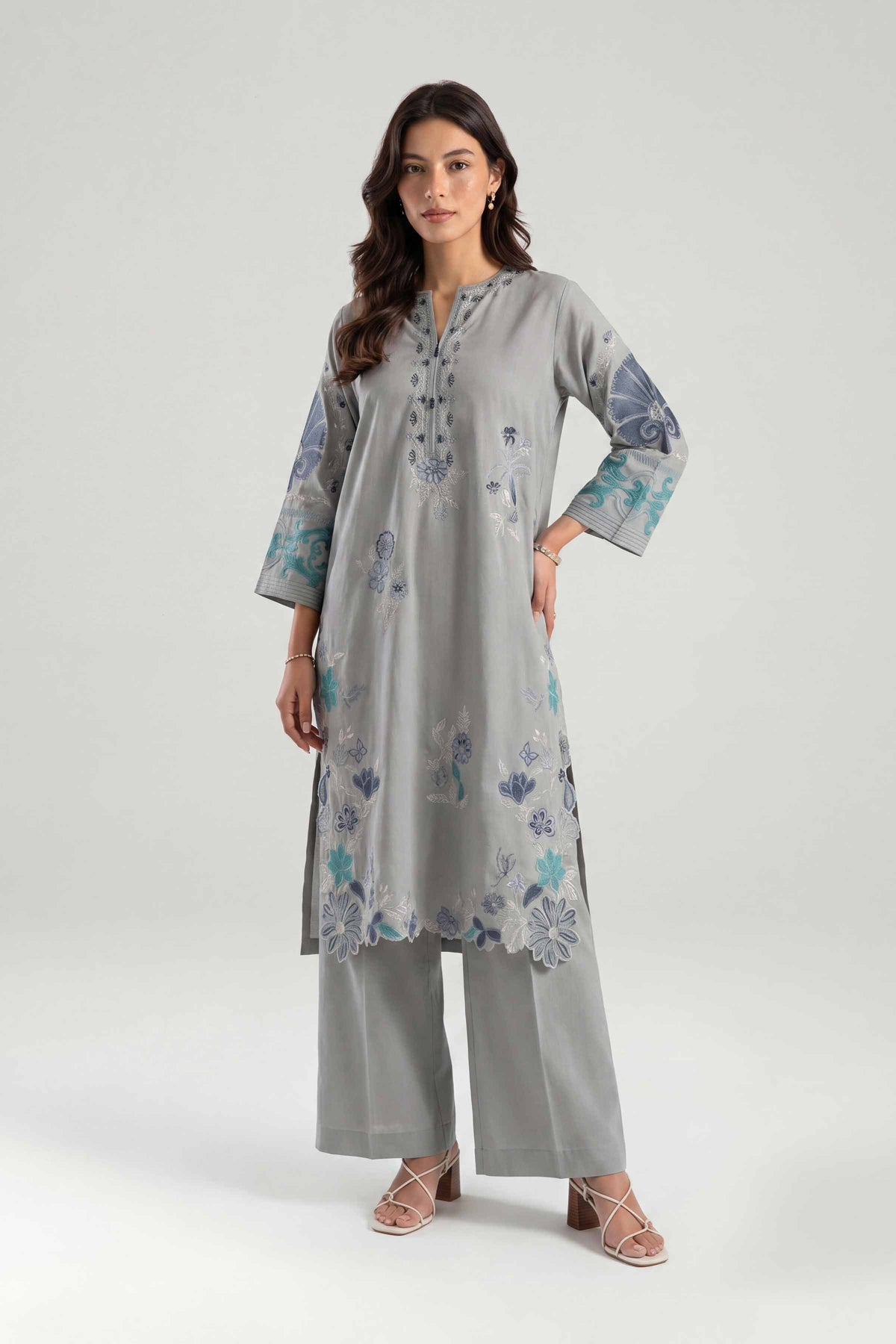 Embroidered Shirt - KFE26-10Grey Cambric 1PC Embroidered Nishat Australia