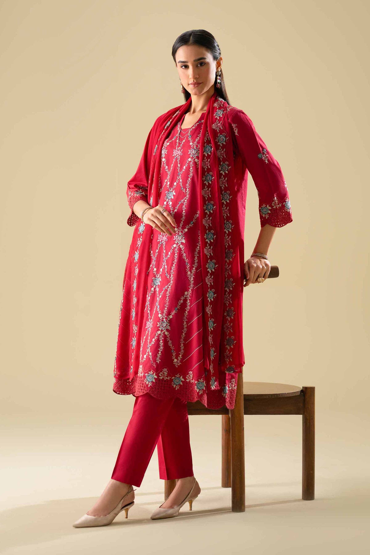 3 Piece - Embroidered Suit - KFE26-100Pink Cambric 3PC Embroidered Nishat Australia