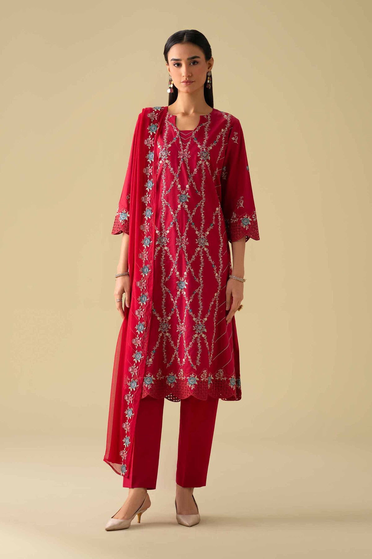3 Piece - Embroidered Suit - KFE26-100Pink Cambric 3PC Embroidered Nishat Australia