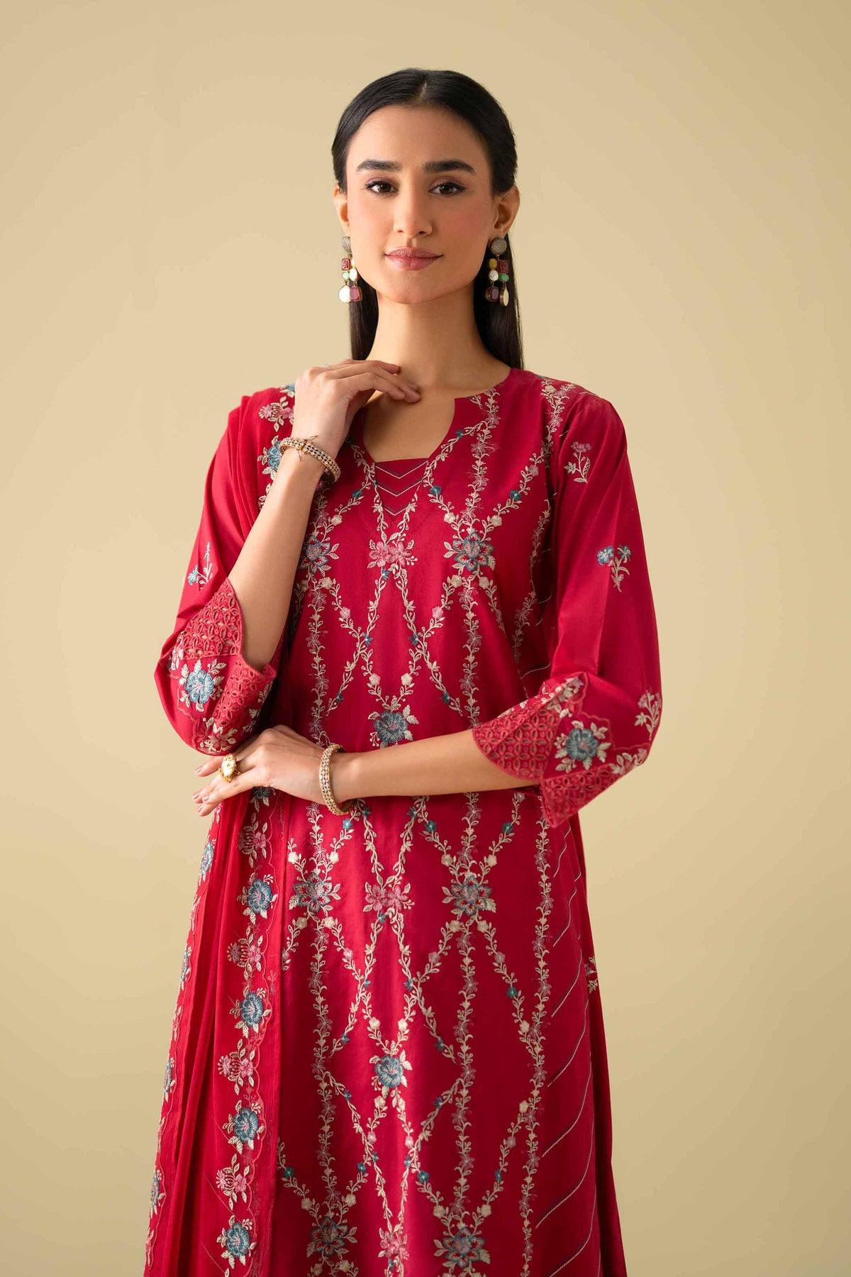 3 Piece - Embroidered Suit - KFE26-100Pink Cambric 3PC Embroidered Nishat Australia