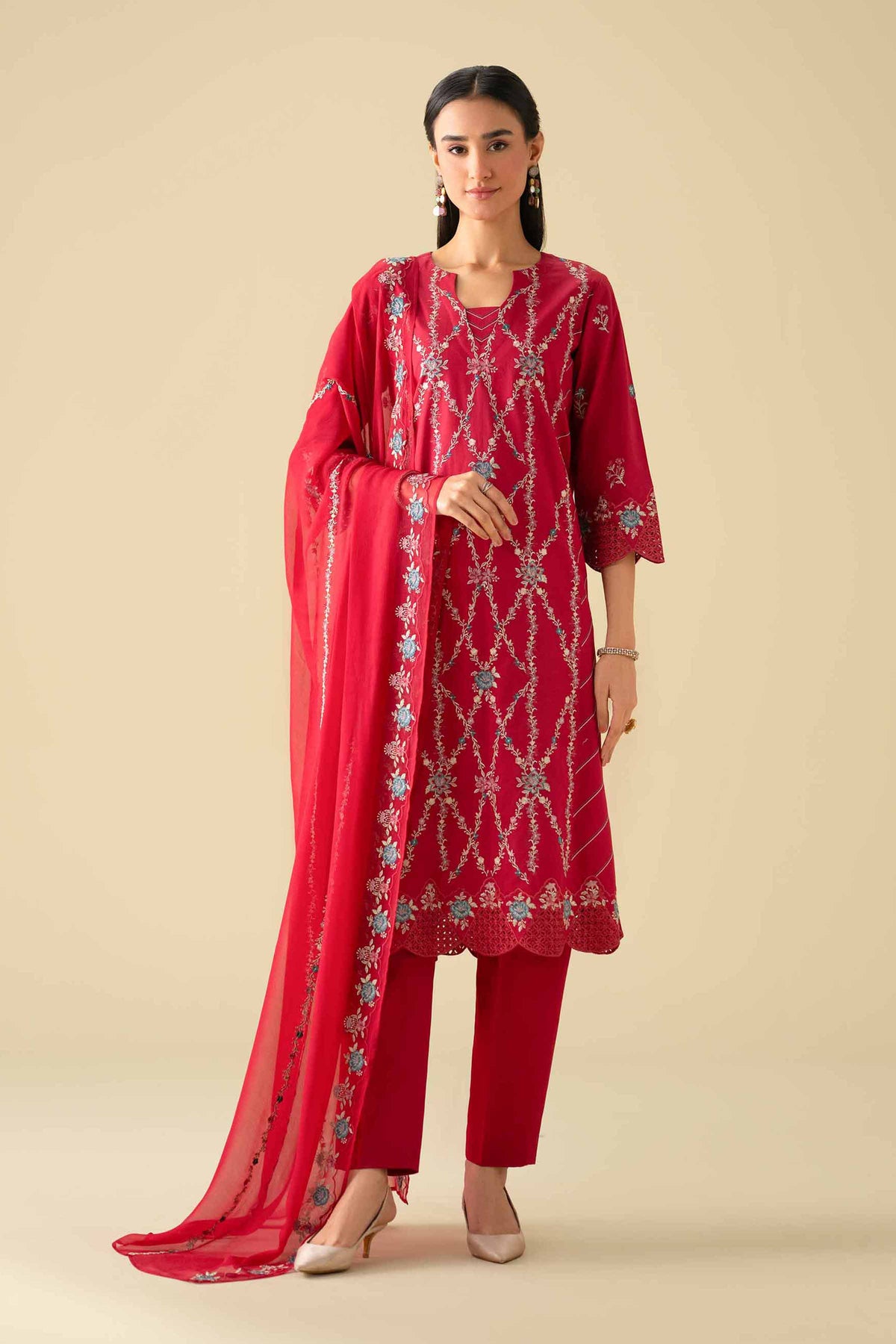 3 Piece - Embroidered Suit - KFE26-100Pink Cambric 3PC Embroidered Nishat Australia