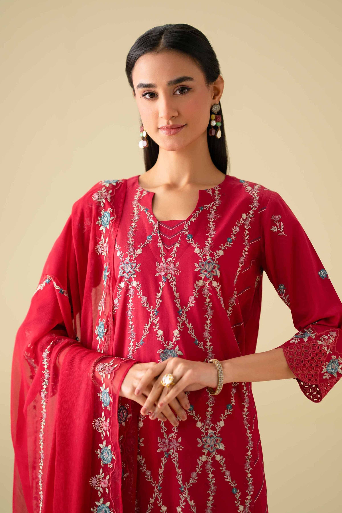 3 Piece - Embroidered Suit - KFE26-100Pink Cambric 3PC Embroidered Nishat Australia