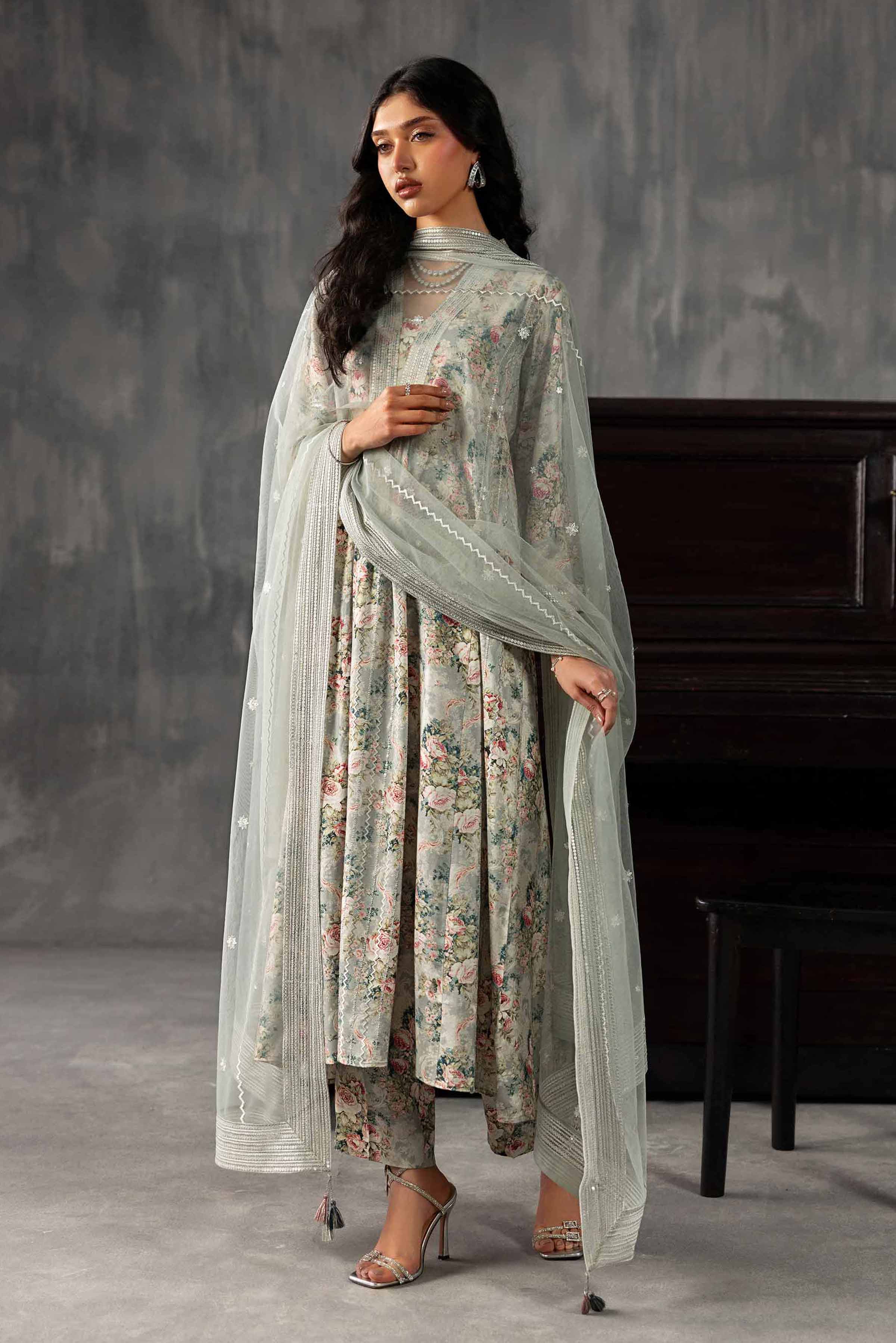 3 Piece - Printed Embroidered Suit - KFE26-130